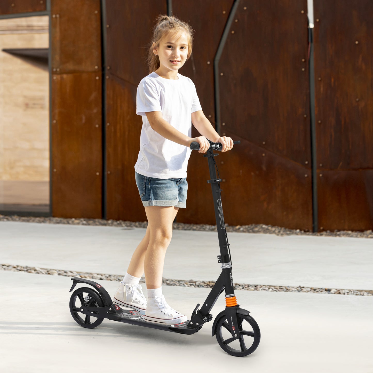 Foldable Kick Scooter - Adjustable Height Handlebar - 8" Wheels - w/Handlebrake