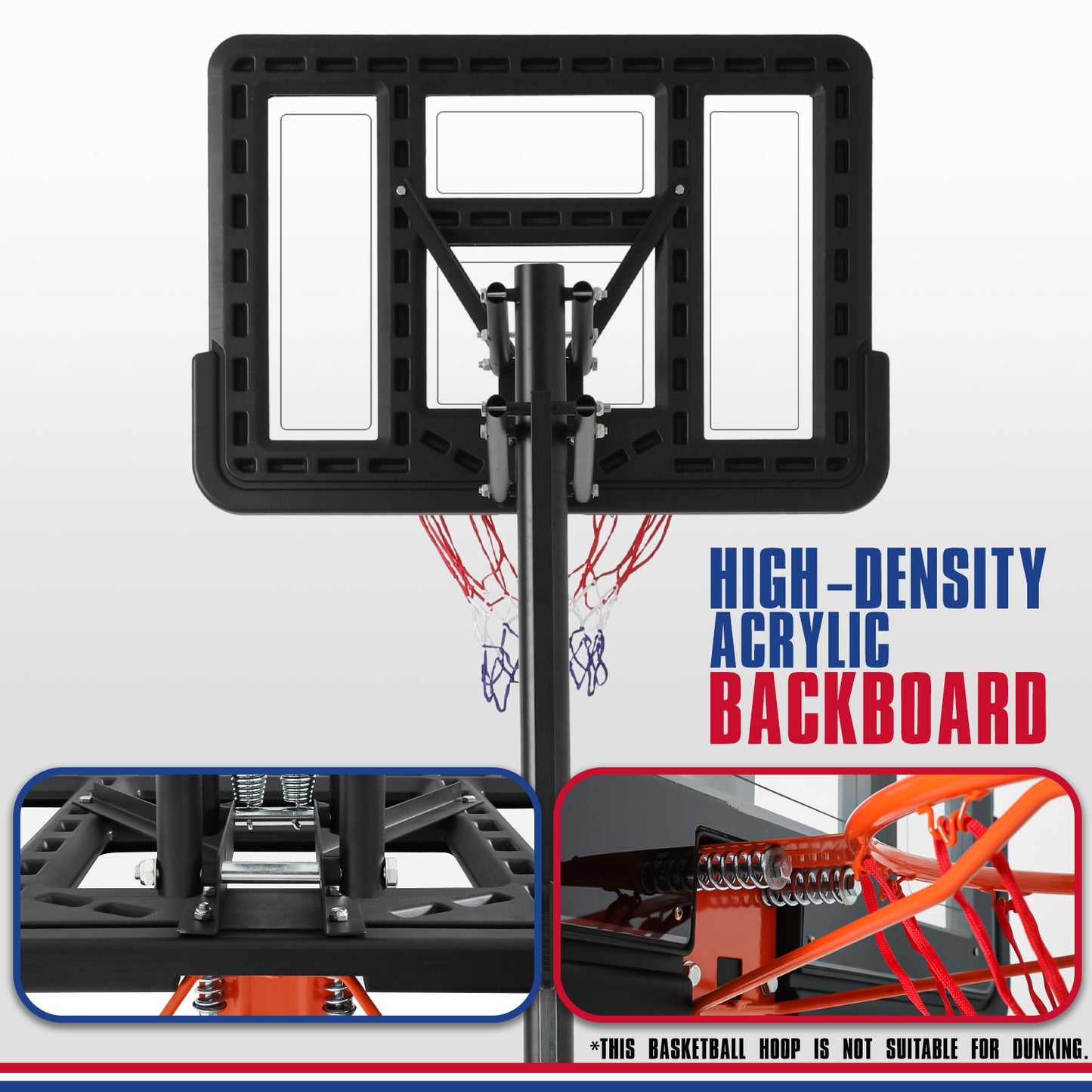 10 Ft Adjustable Height Portable Basketball Hoop w/Standard Rim