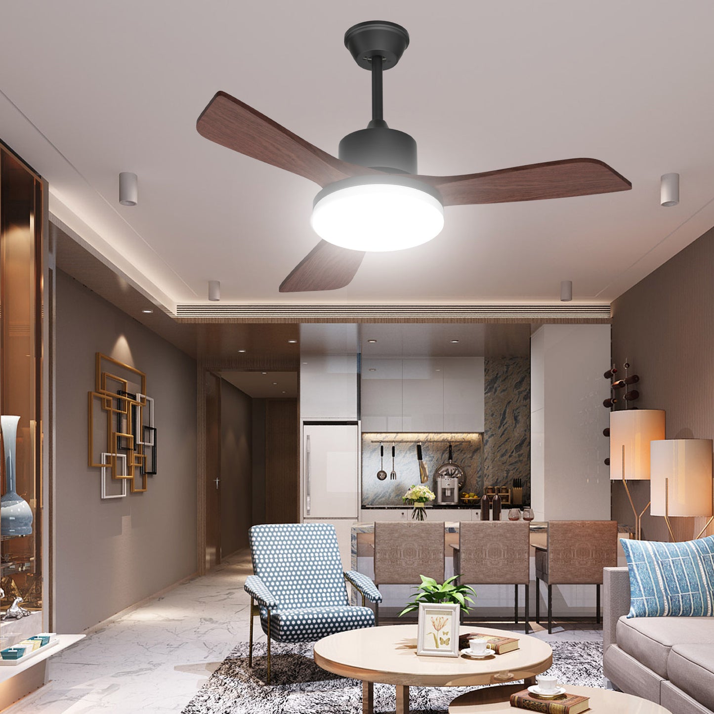 42" Reversible Lighting Ceiling Fan - 3 Blades