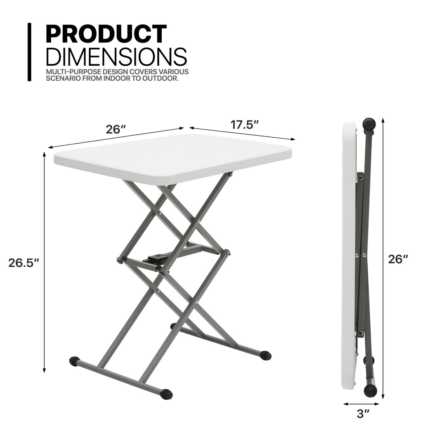 Double Cross TV Tray 26"x17.5"x26.5" - 4 Motions Adjustable