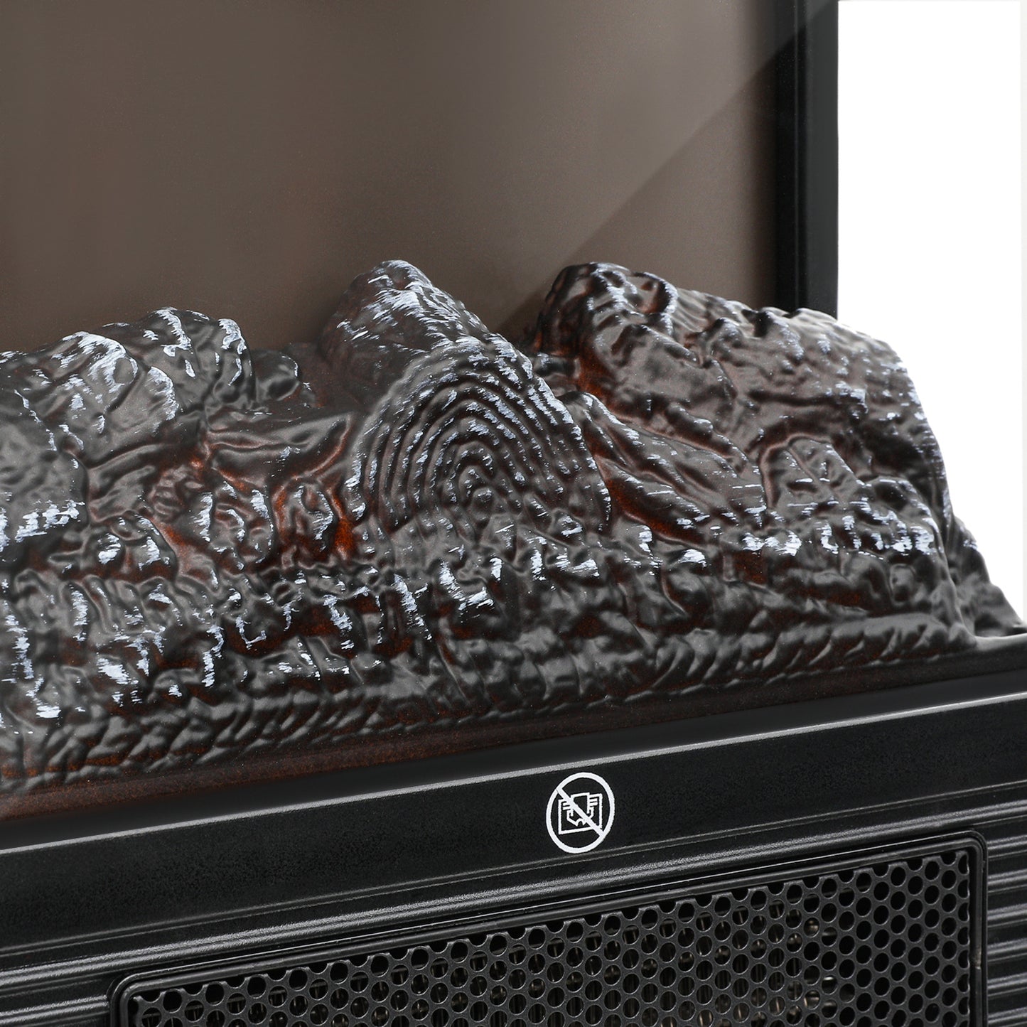 Freestanding Electric Fireplace - 1500W Space Heater - Adjustable Flame Brightness