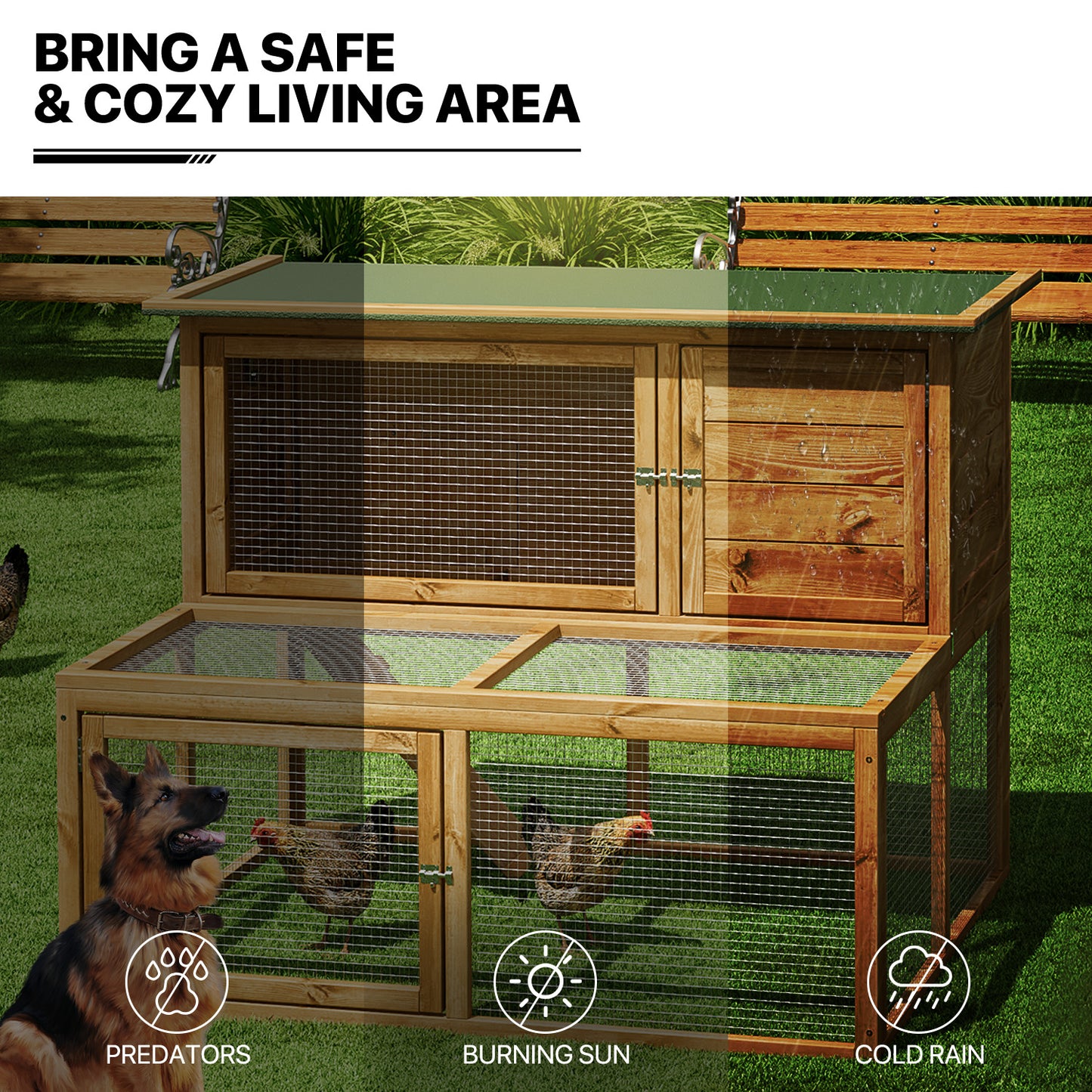 Wooden 2-Tier Chicken Coops Hutch