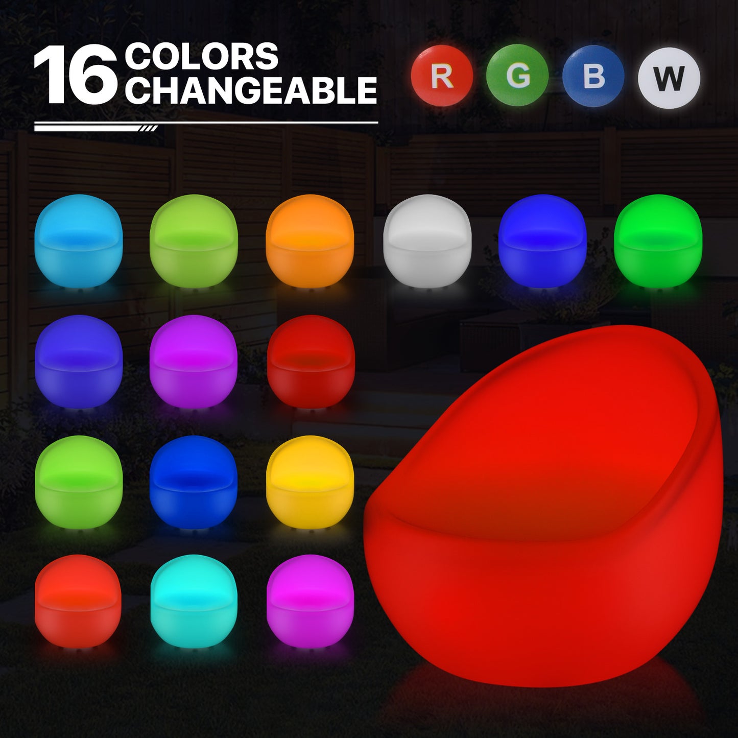 LED - Stool - Egg Shape - 16 Colors Remote Control