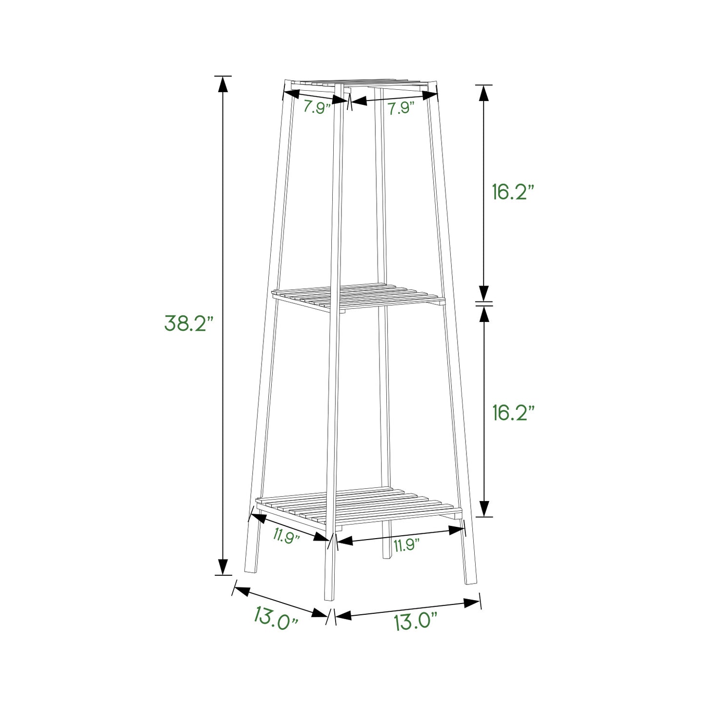 Simplified Flower Plant Stand Display Tower - A Shape - Green