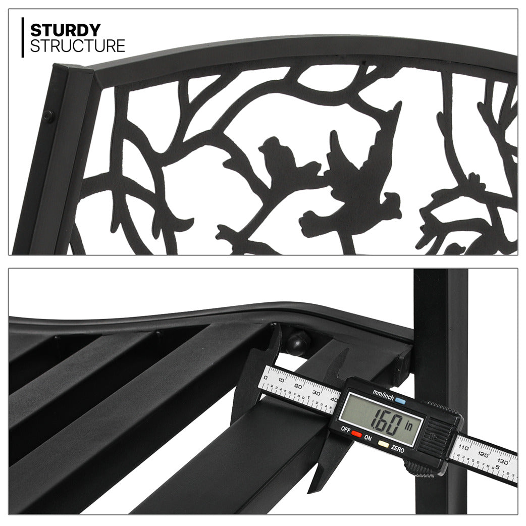 50" Iron Patio Garden Bench - Birds and Branches Pattern