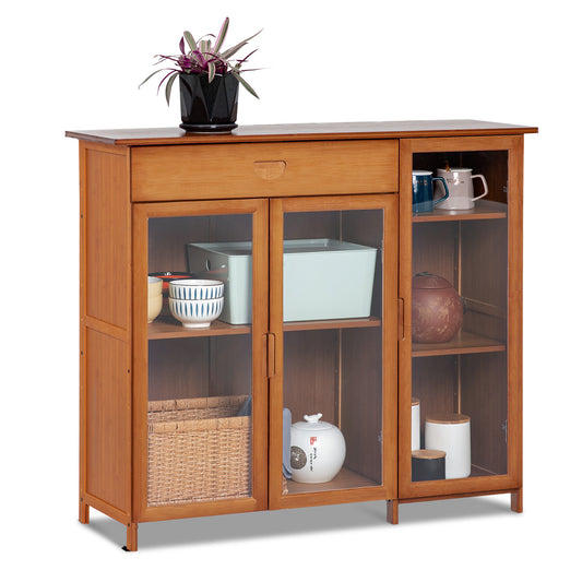 Visible Three-Doors Cupboard - Bamboo/Acrylic - Brown