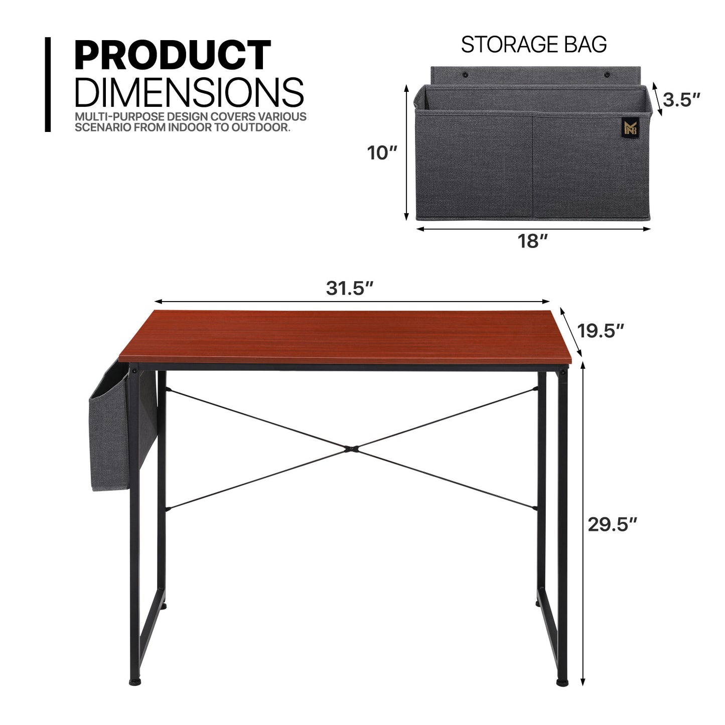 Teak Wood Computer Desk (Various sizes) - with Storage Bag