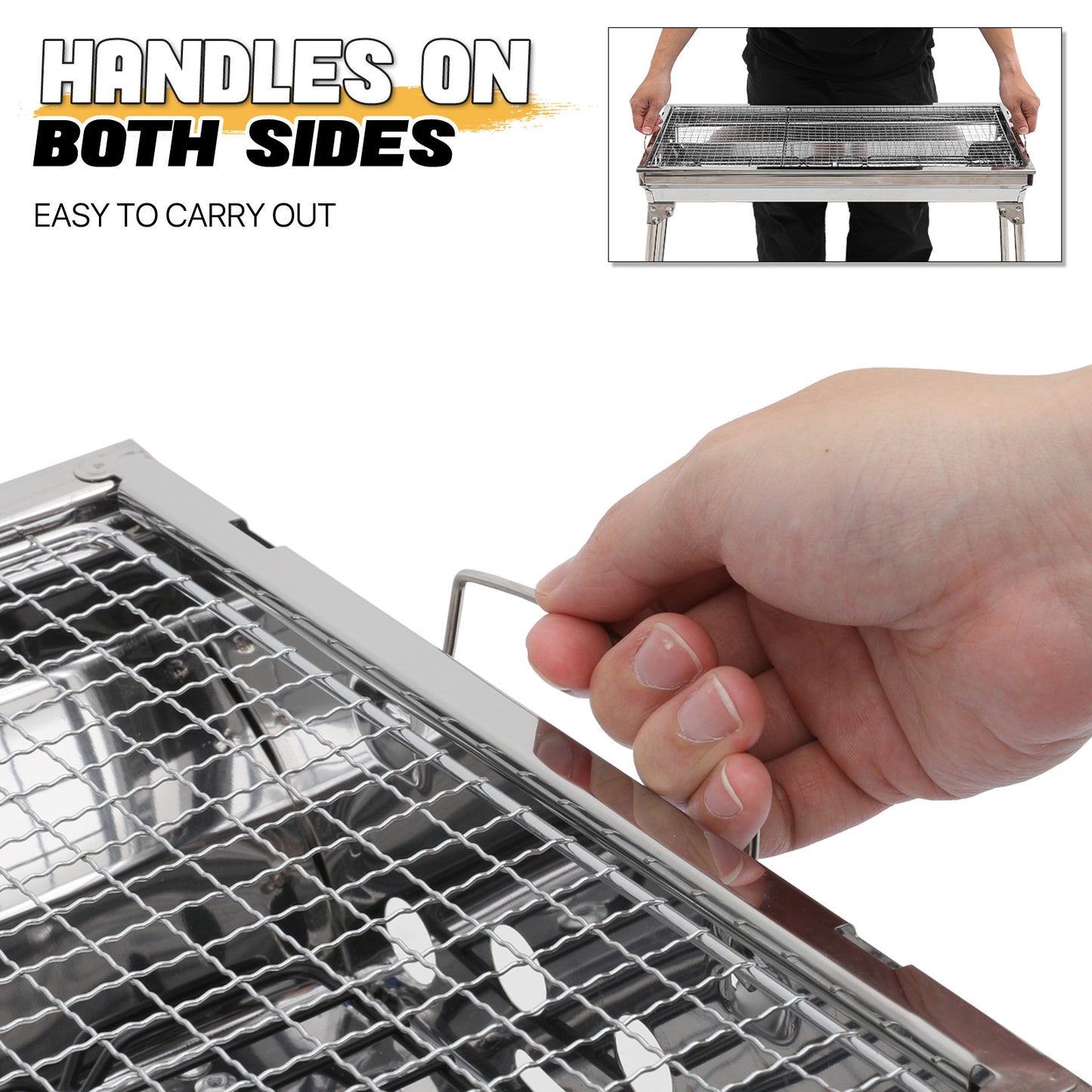 Folding Barbecue Grill - Silver - 28"x13"