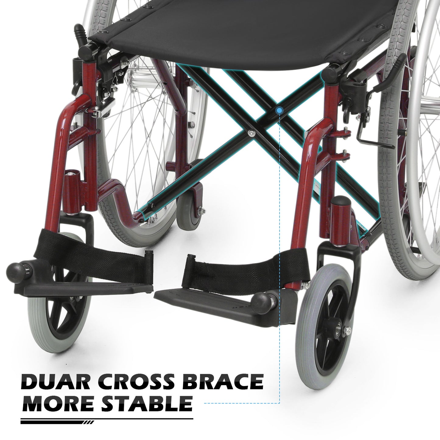 Manual Wheelchair - 7.5'' Front & 23.5'' Rear Wheel - 17"x15.5'' Nylon Seat