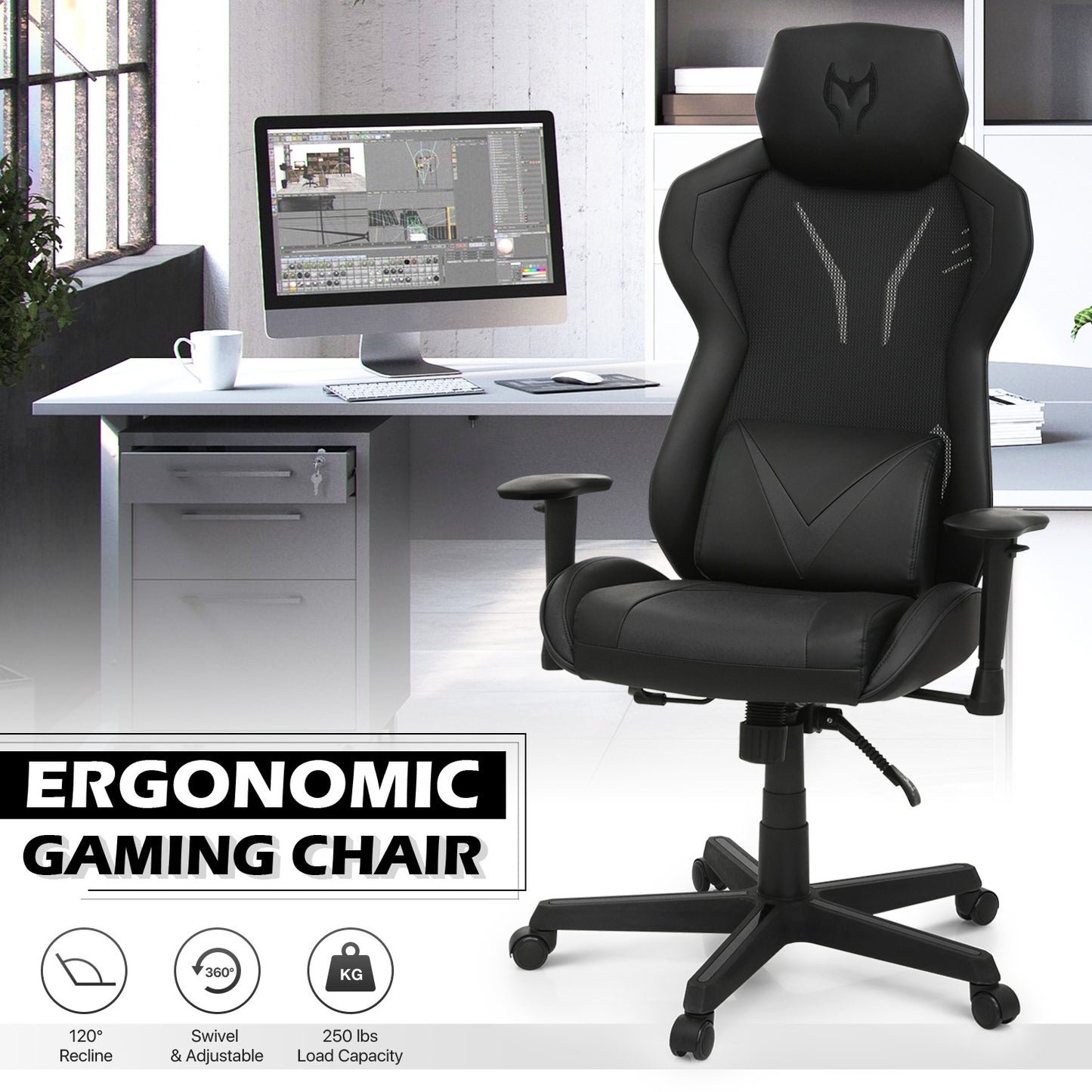 Gaming Chair w/Lumbar Support & Headrest #007