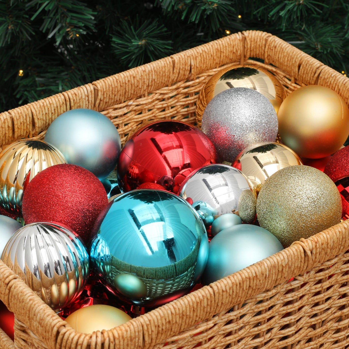 Ball Ornament - 2'' Diameter - 34PCS - 5*Shiny 5*Pumpkin 5*Mirrored 9*Glitter 10*Matte