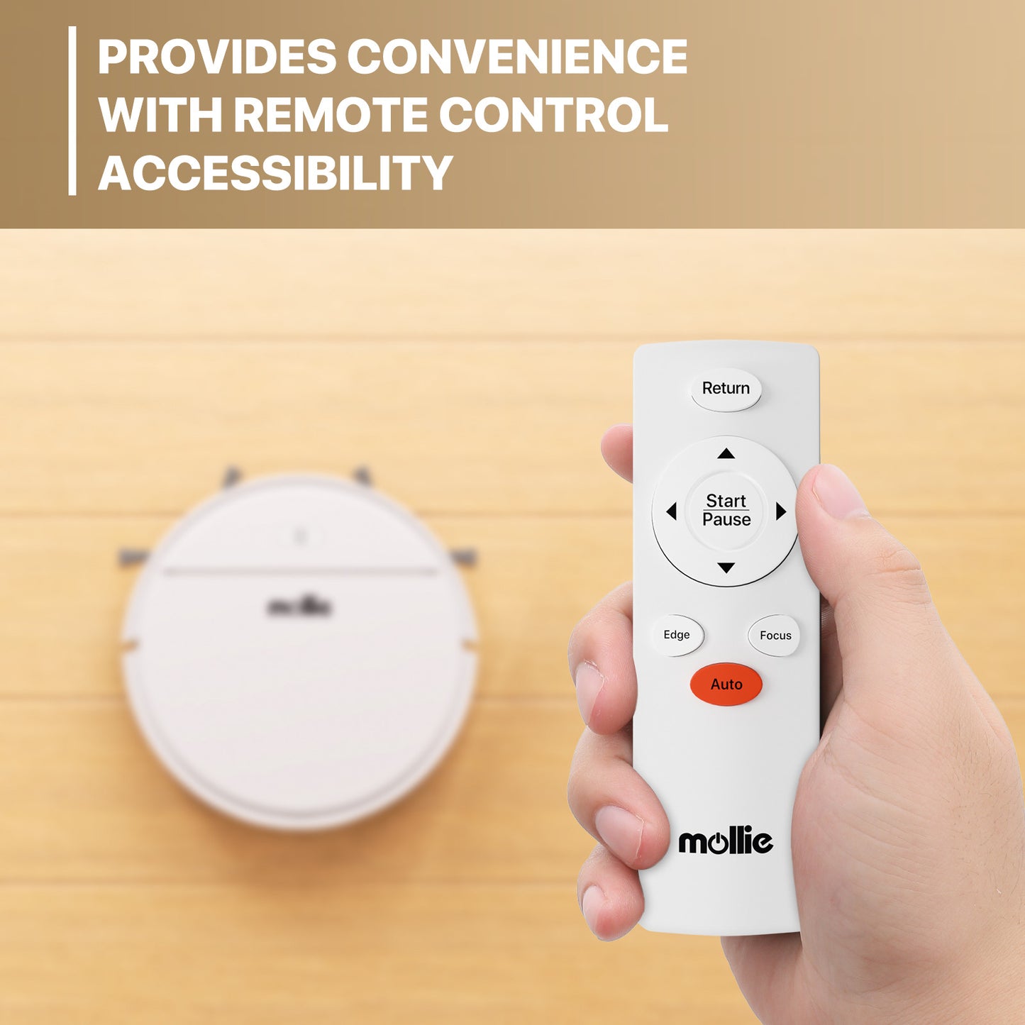 Robot Vacuum - 310ml Dustbin - w/Dry Mop+Remote Control - White