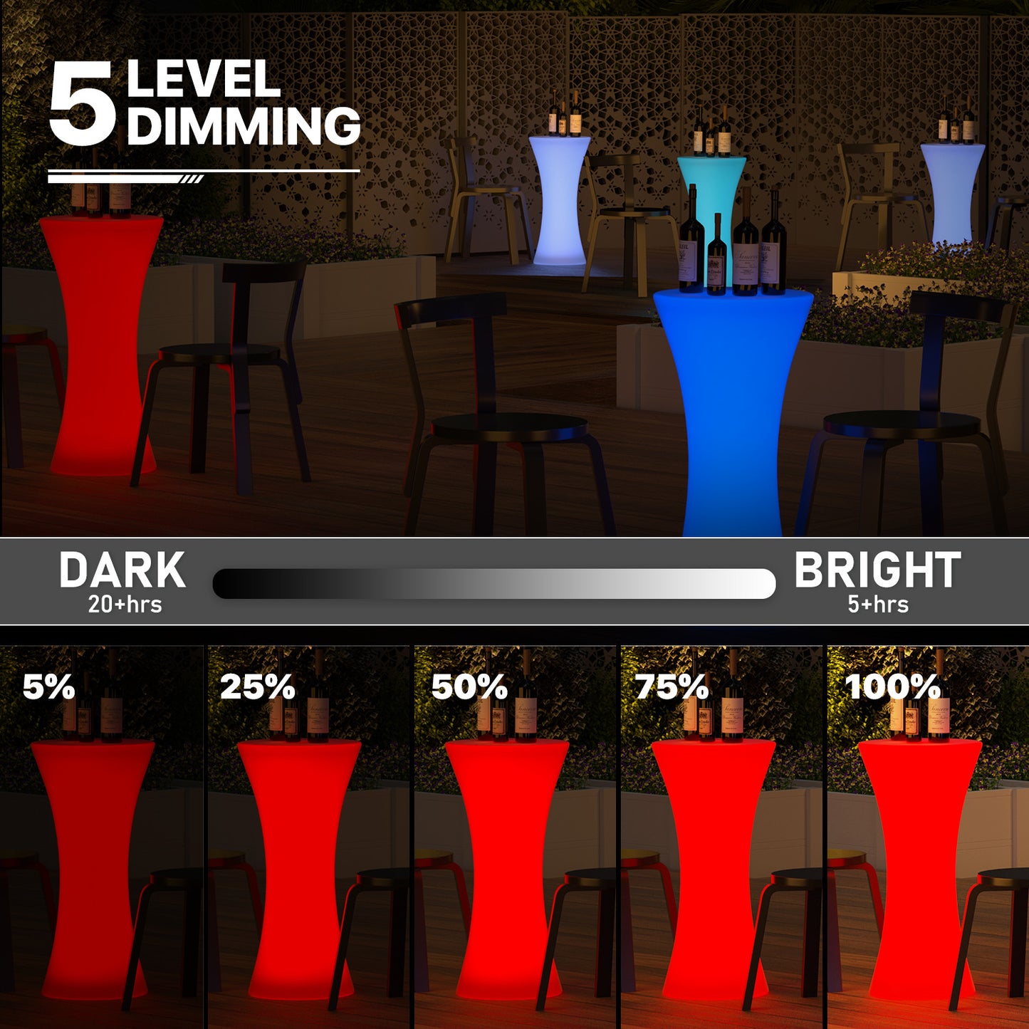 LED - Table - Round Standing - 16 Colors Remote Control