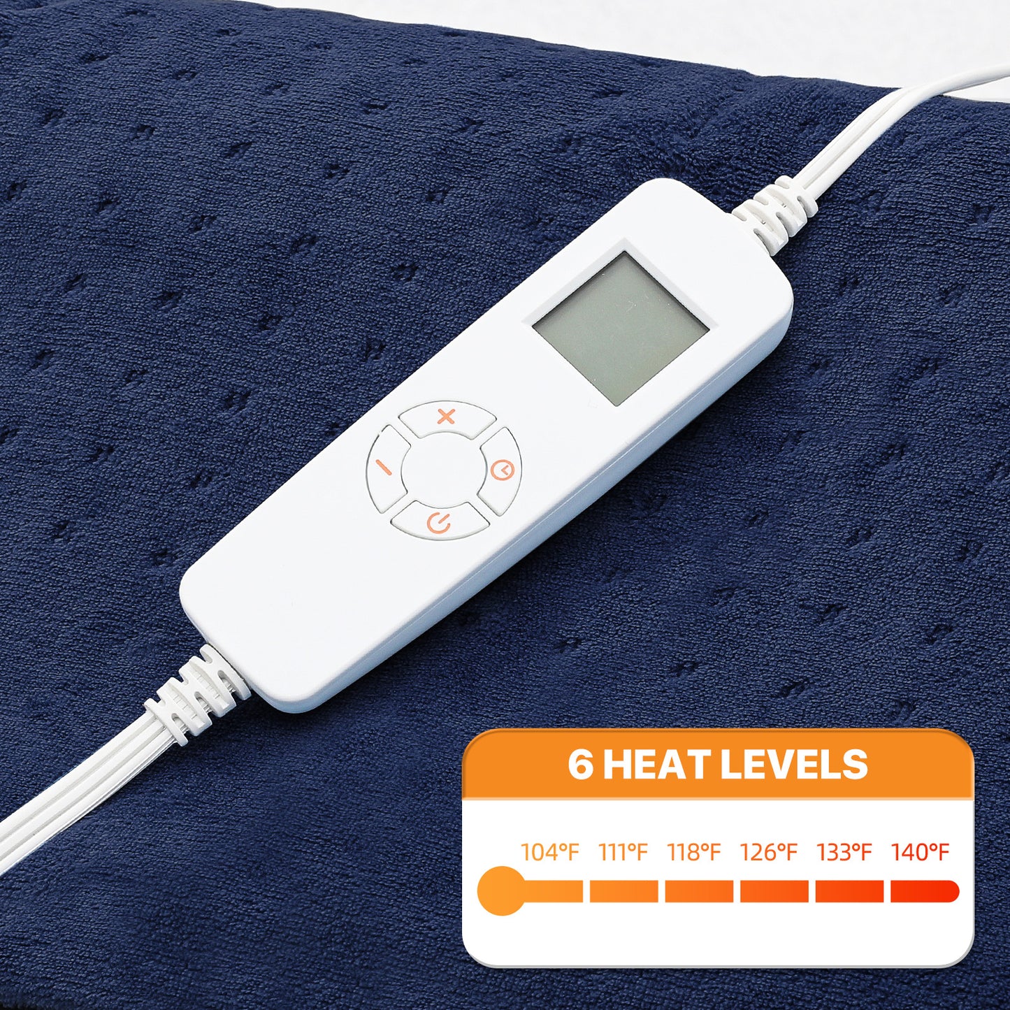 20" x 24" Electric Heating Pad - Coral Fleece + Knitted Fabric - Half an Hour Timer + 6 Heating Levels