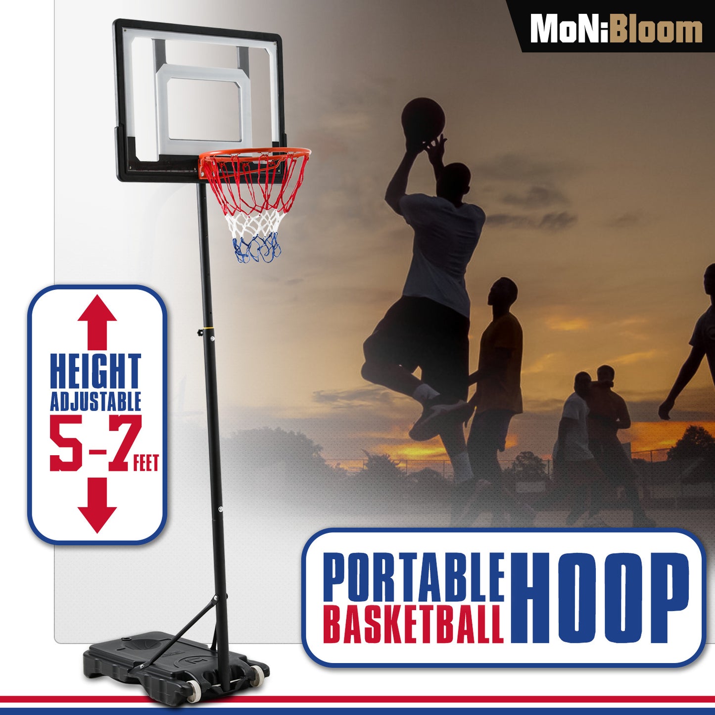 7 Ft Adjustable Height Portable Basketball Hoop