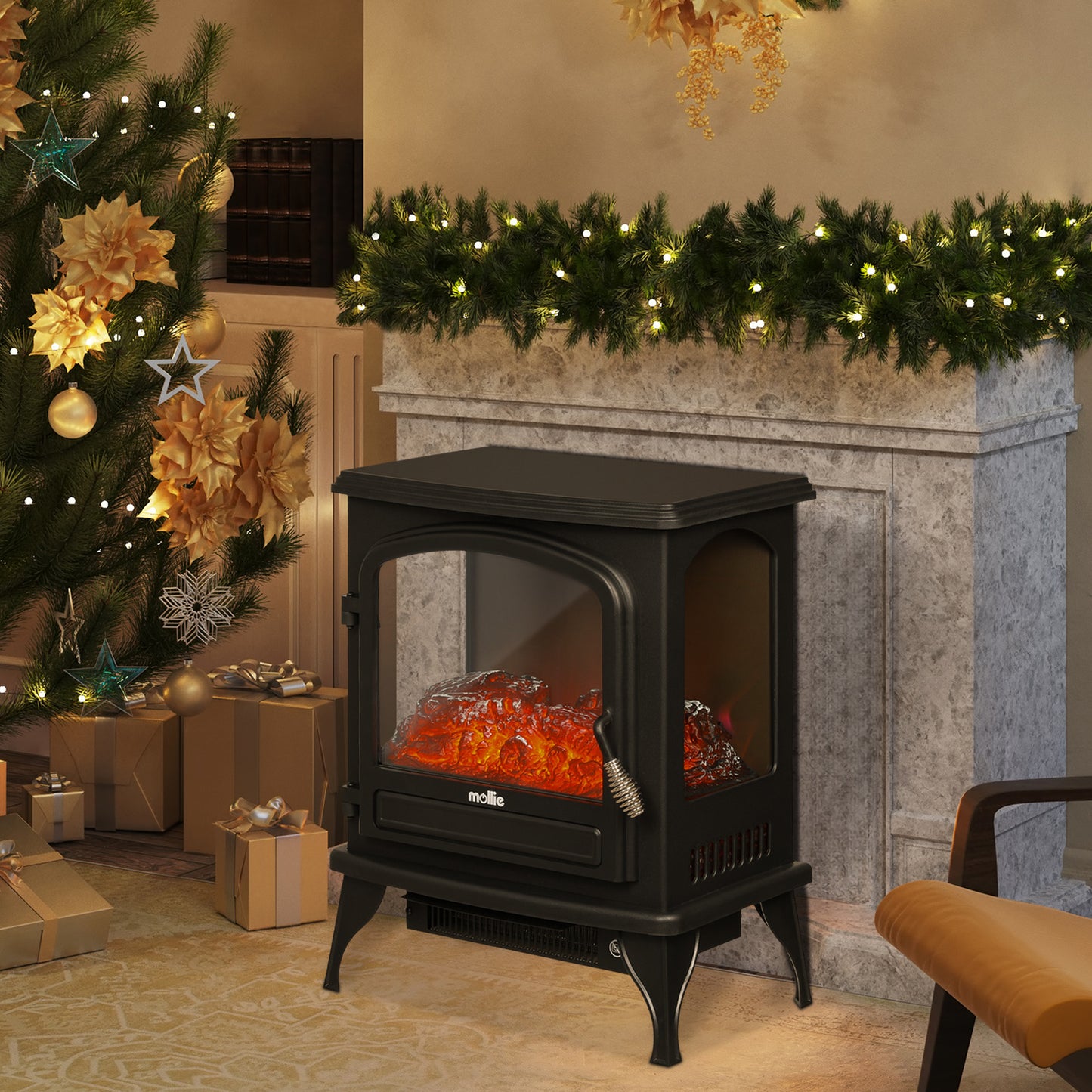 Freestanding Electric Fireplace - 1500W Space Heater