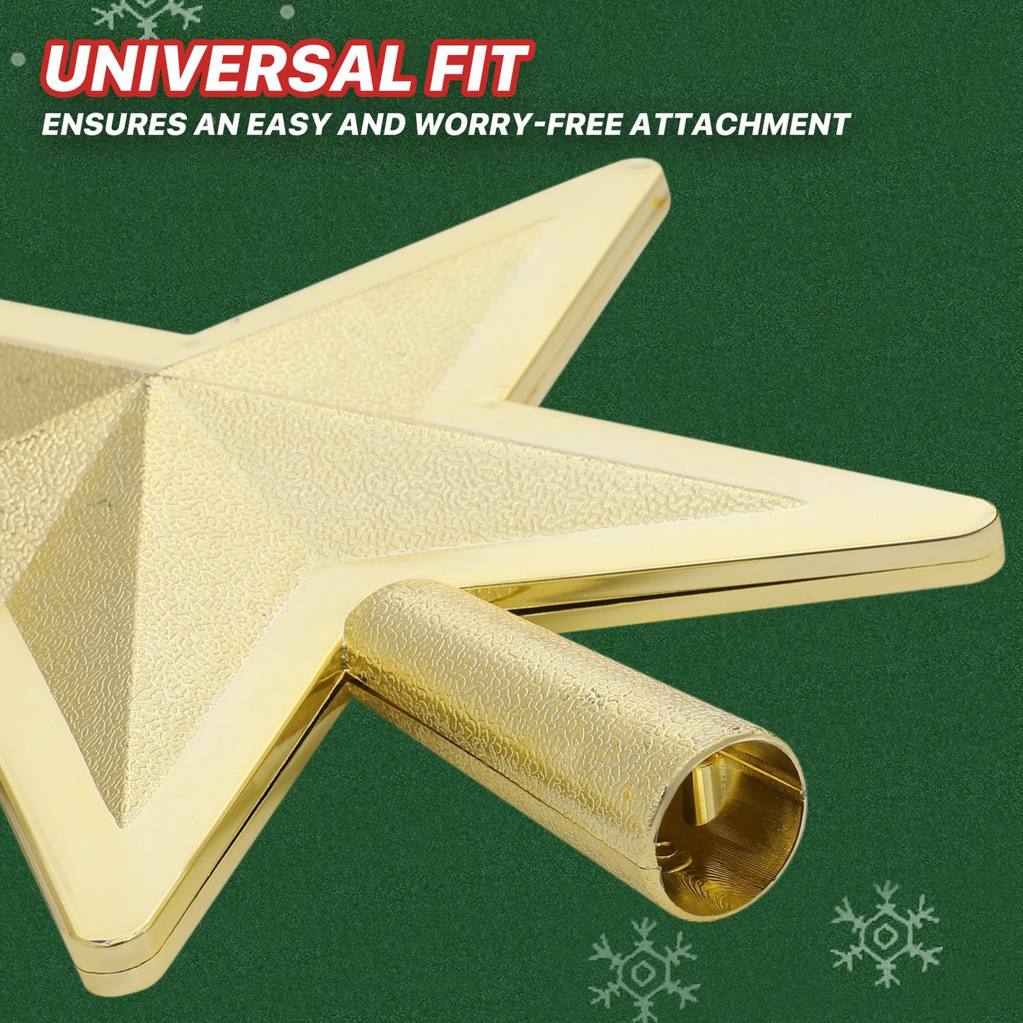 Tree Topper Star - 8.5'' Height - Shiny Glitter Surface - Gold