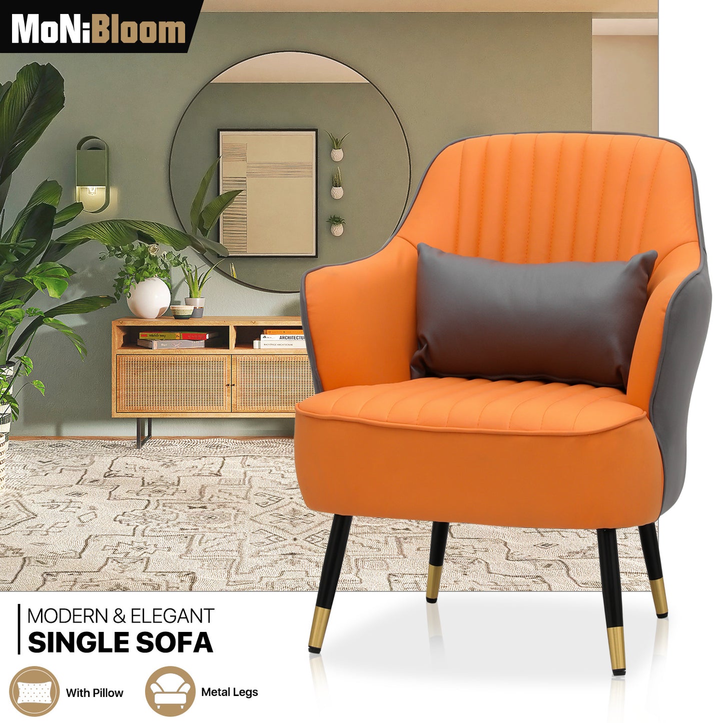 Laux Leather Accent Chair - Single Sofa - 30" Width