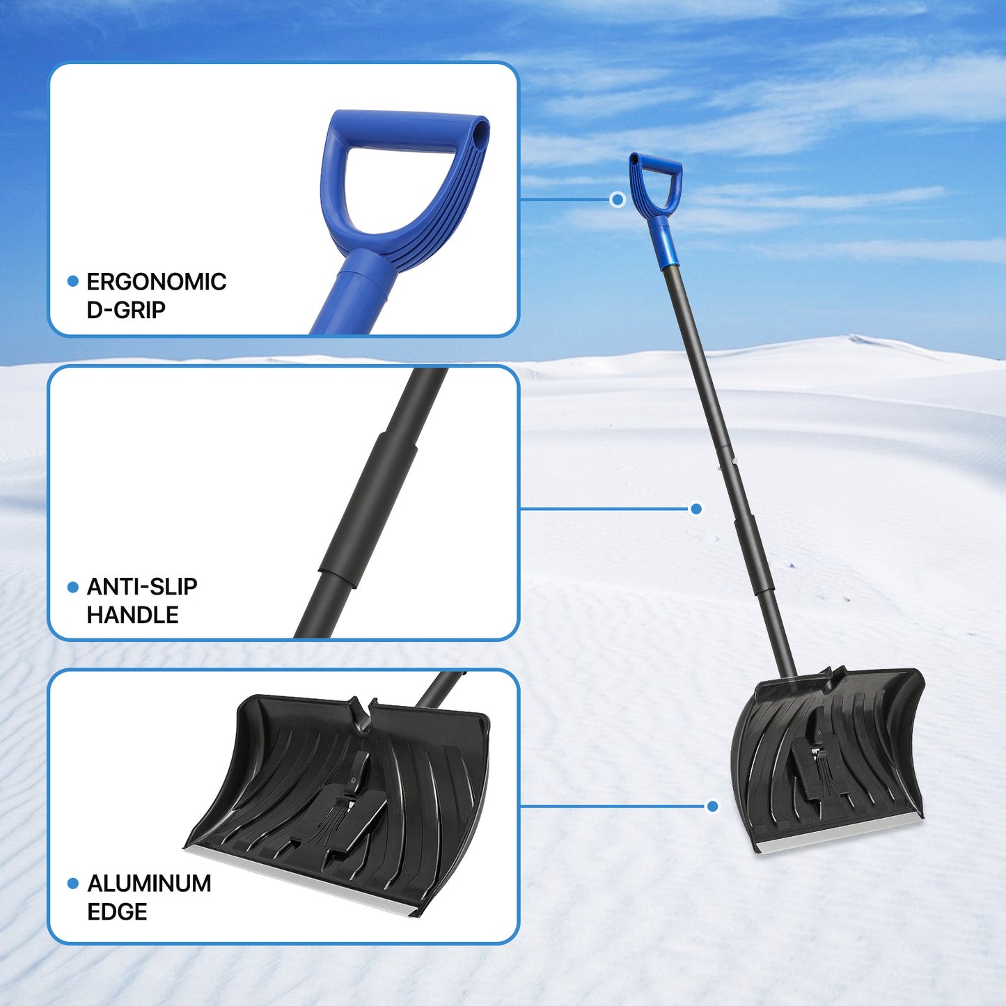 Snow Shovel - 4.2 FT Height - Black