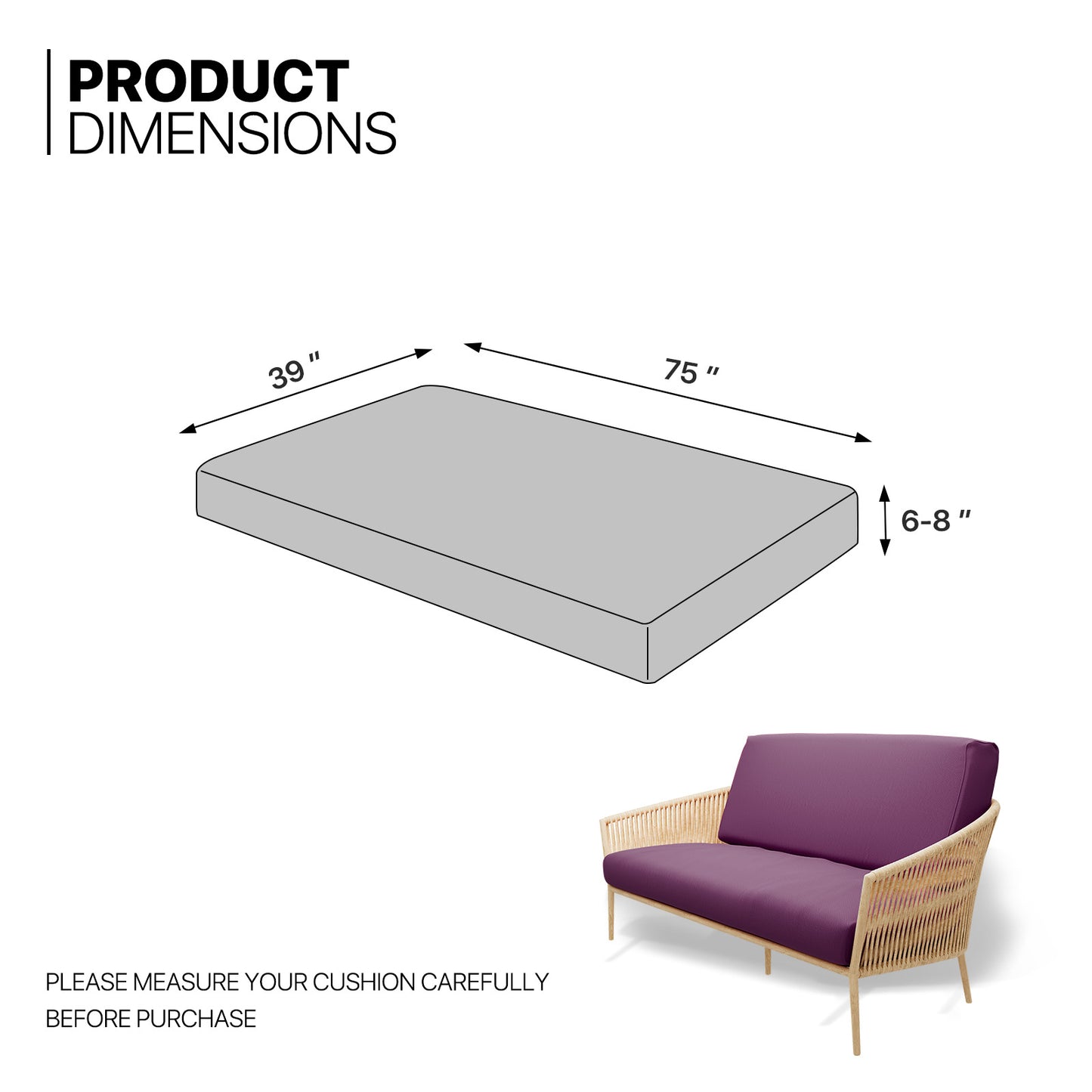 Futon Cover - Polyester - Twin Size 39"x75"x2"