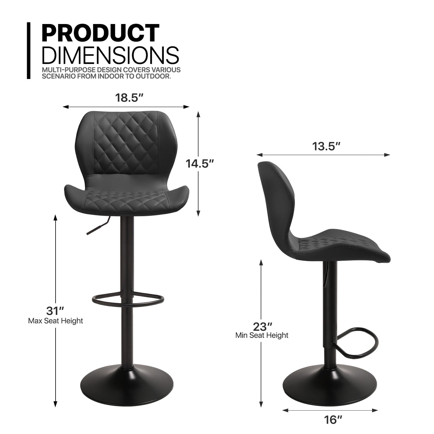 Diamond Pattern Bar Stool 2 Pcs