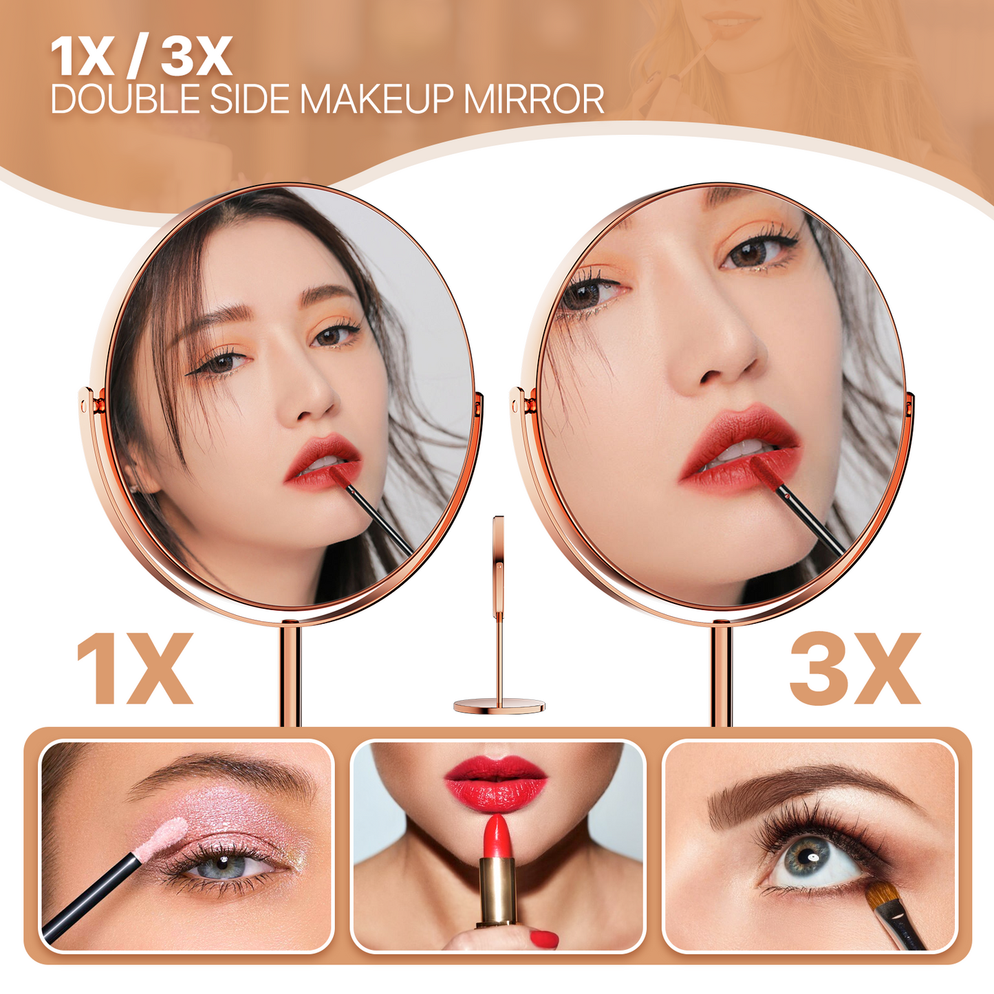 Double Sided Vanity Mirror - Round 6.5" Diameter - 1x/3x Magnification Mirror