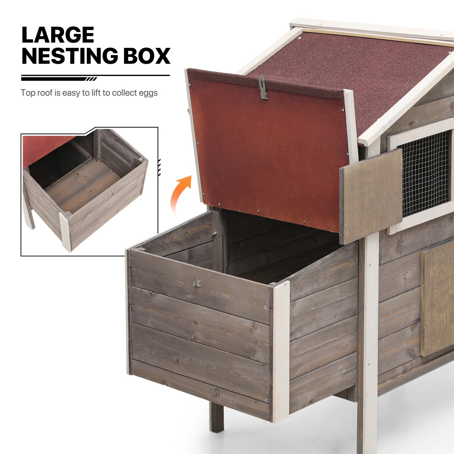 Wooden Chicken Coop with Removable Tray+Ventilation Door+Nesting Box