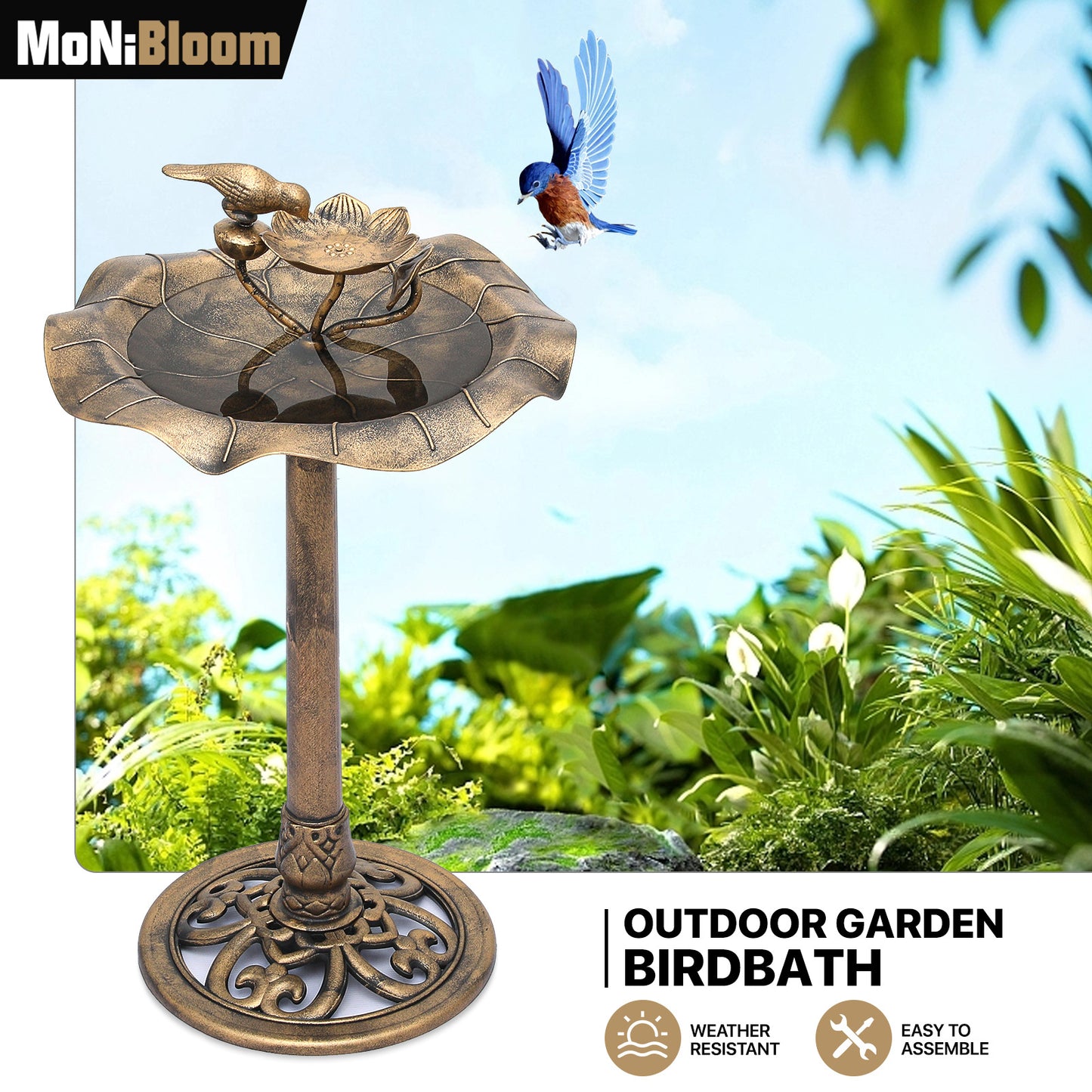 28" Garden Bird Bath - 3 Pcs Nails
