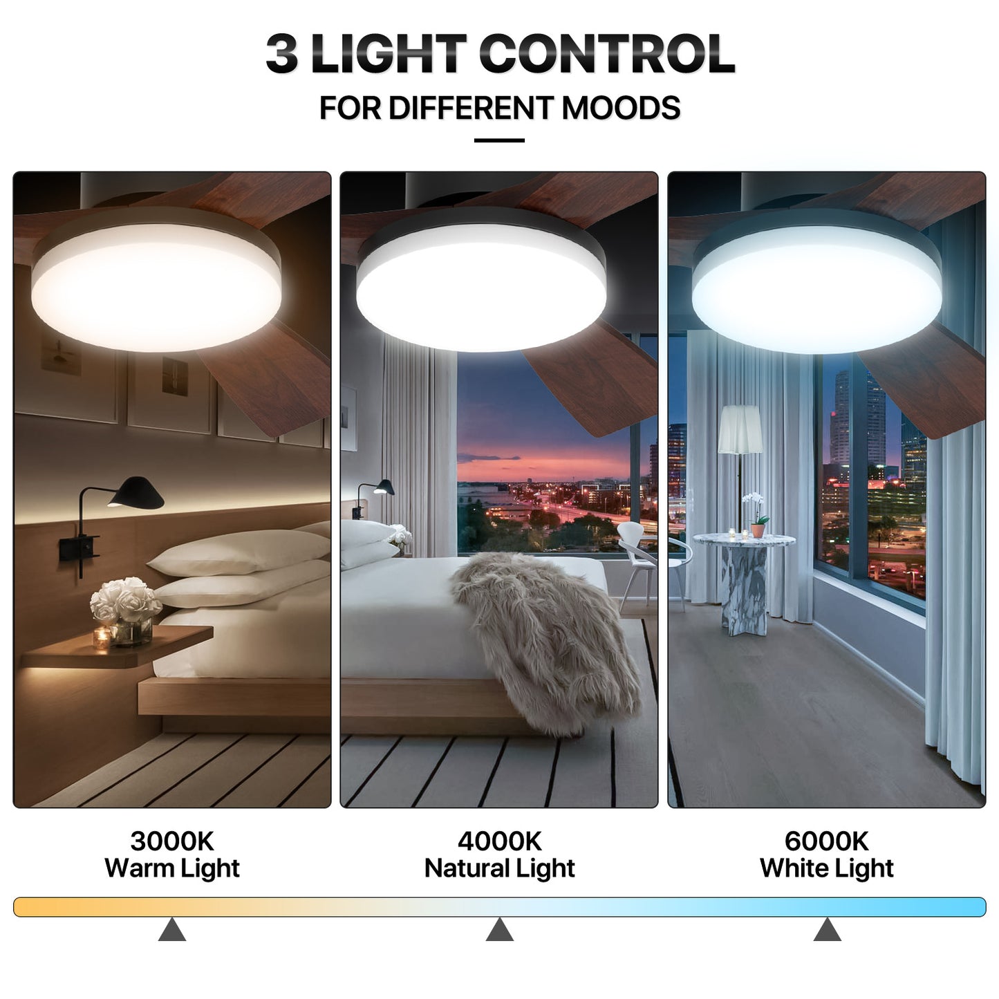 42" Reversible Lighting Ceiling Fan - 3 Blades