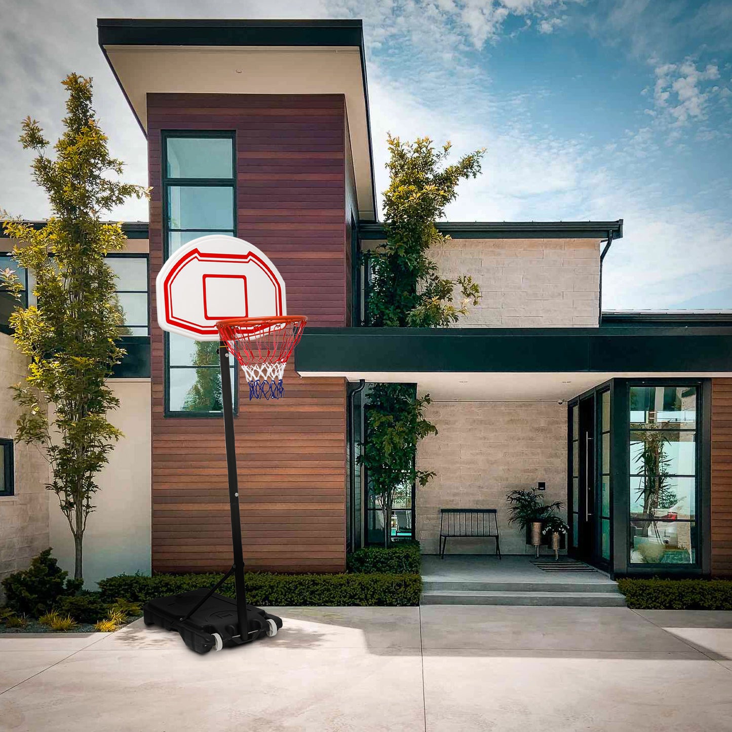7 ft Adjustable Height Basketball Hoop - White Backboard