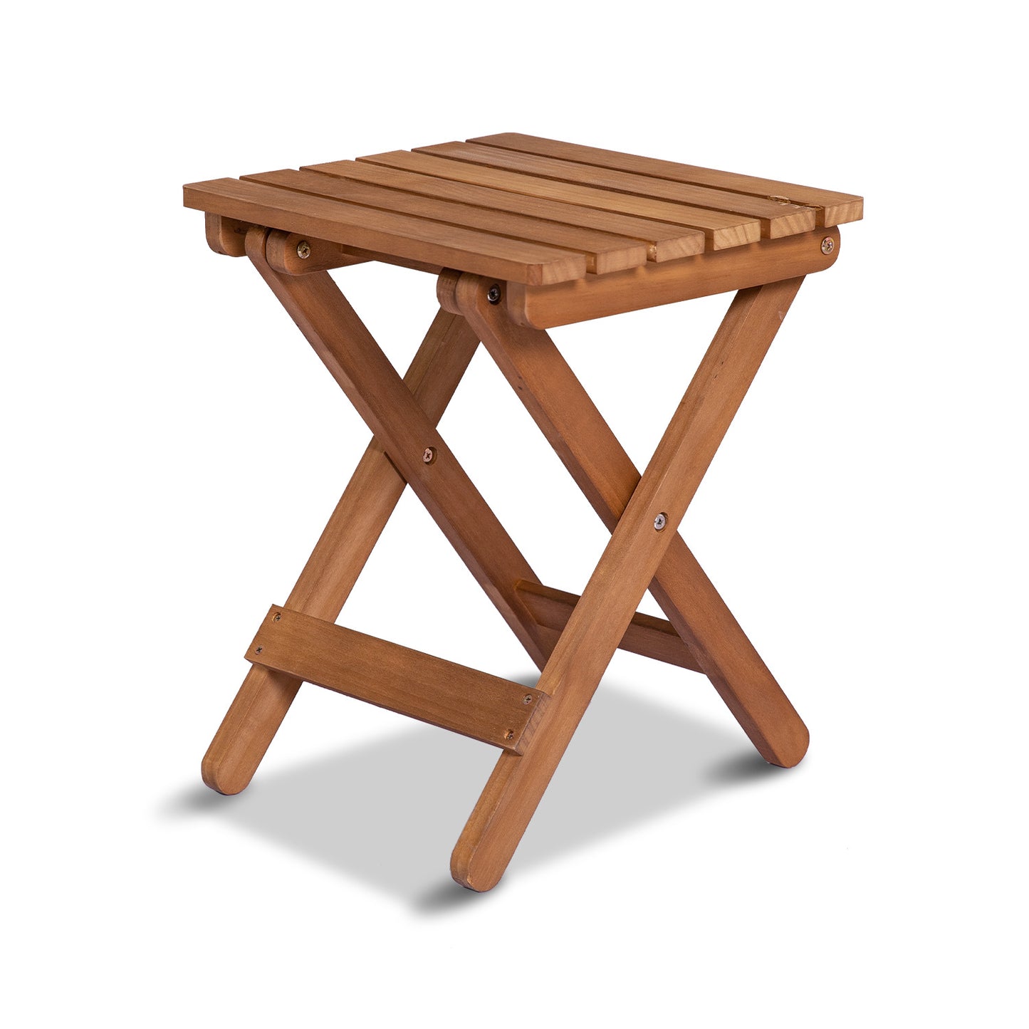 Square Folding Stool - Wood - Brown