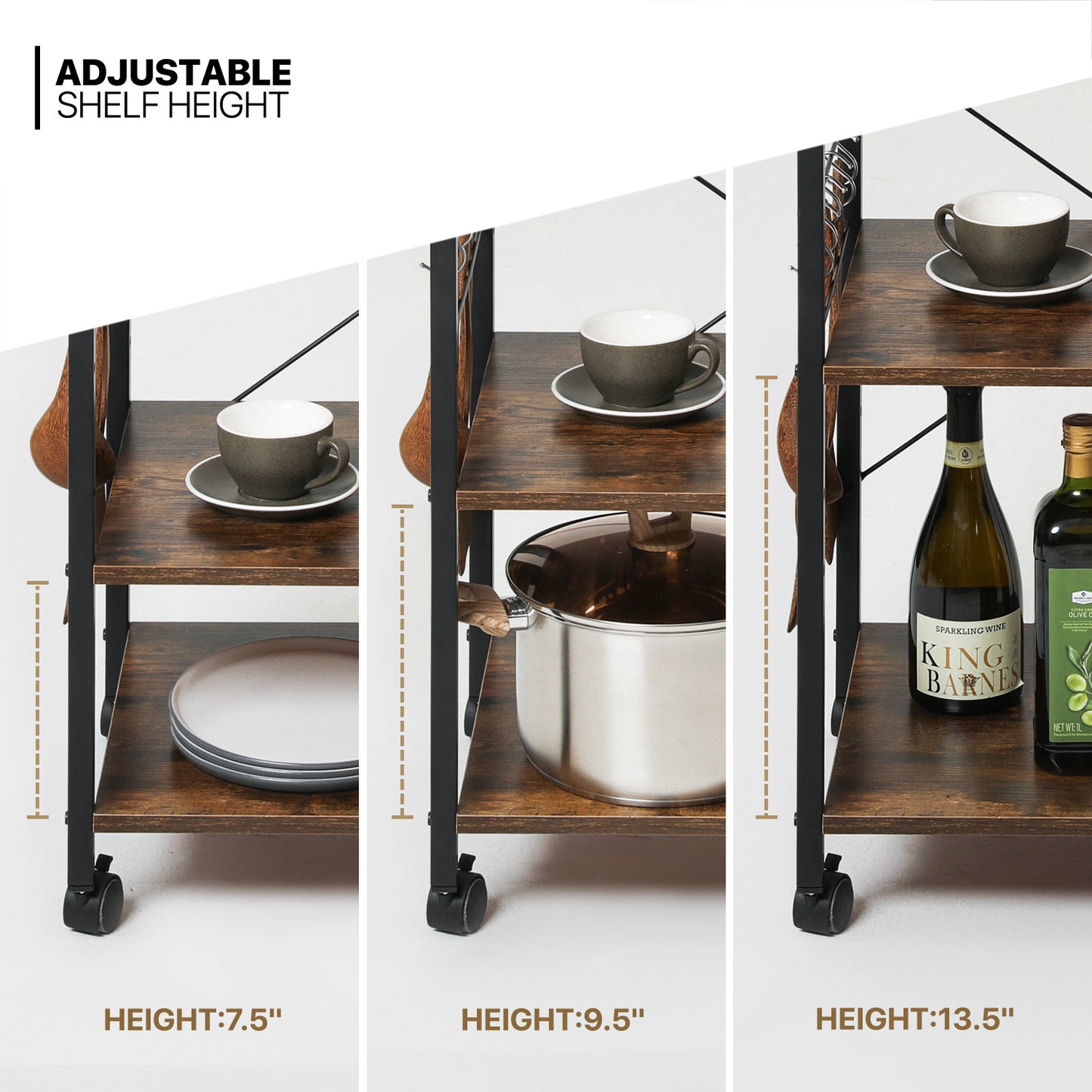 Kitchen Baker's Rack Kitchen Utensil Cart 24"x16"x29"