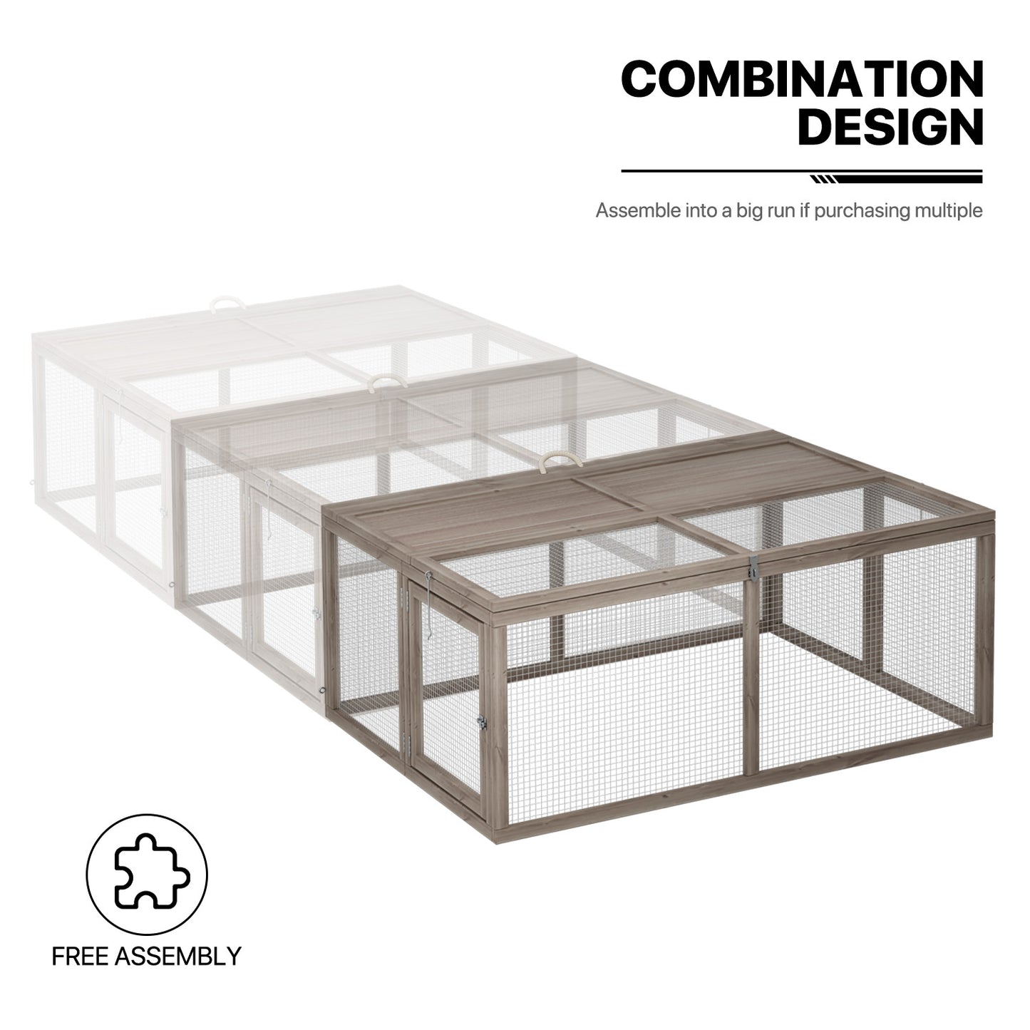 46" Width Foldable Wooden Chicken Coop Rabbit Hutch