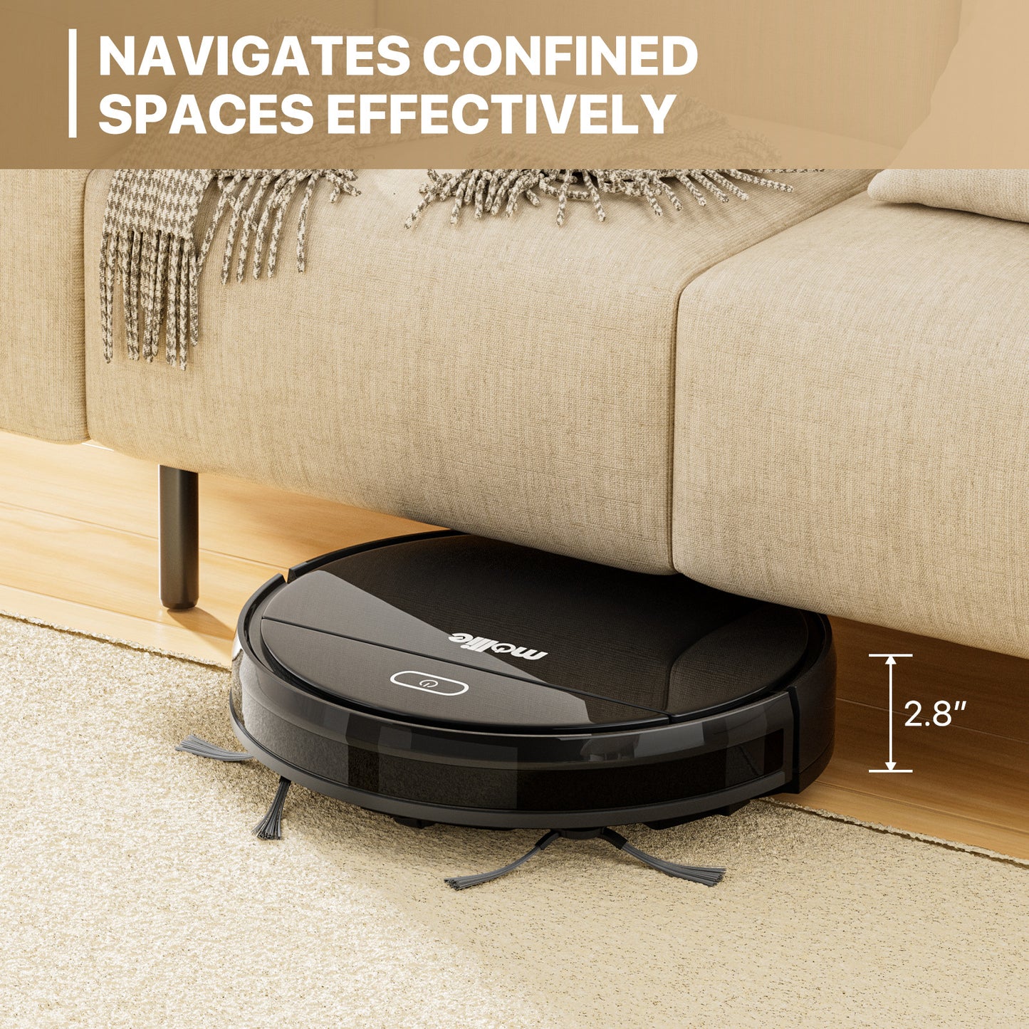 Robot Vacuum - 310ml Dustbin - w/Dry Mop+Remote Control - Black