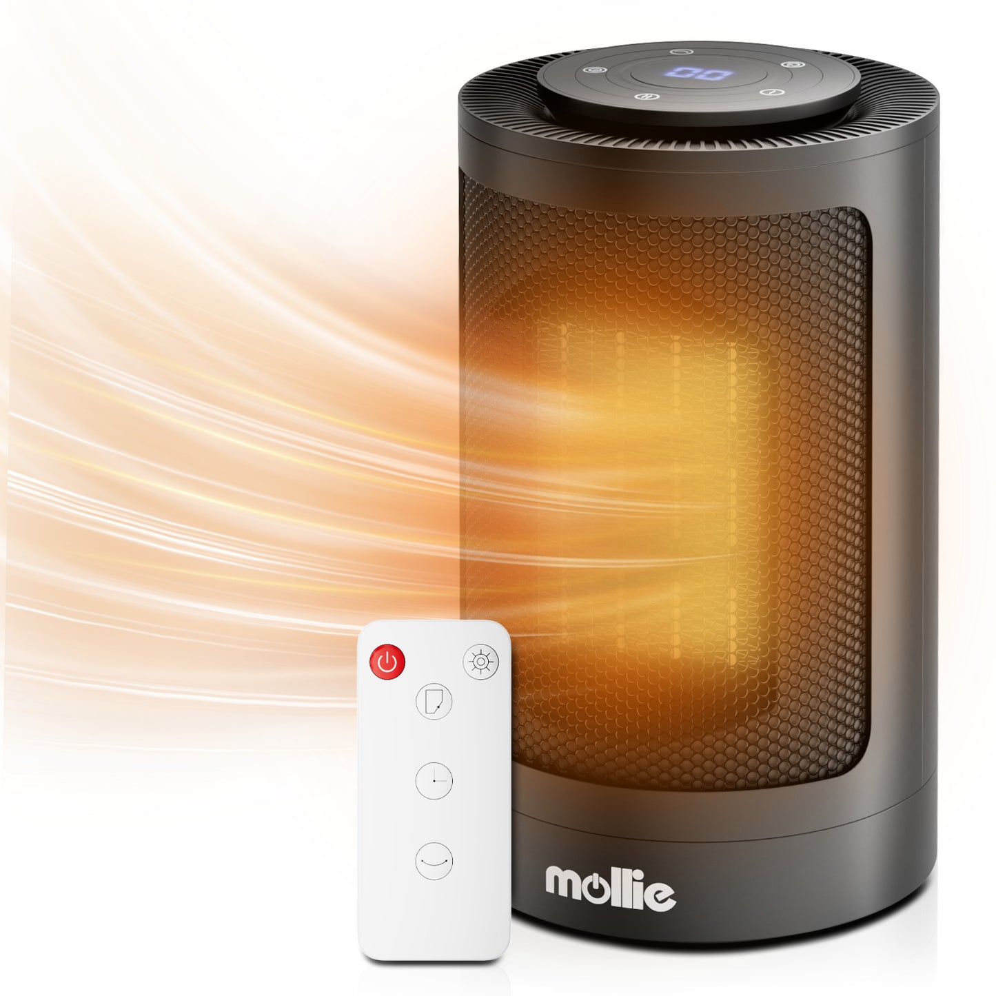 1500W Electric 3 Modes Cylindrical PTC 160 sq.ft Space Heater w/Remote