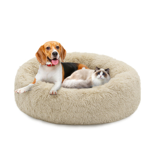 Pet Bed - Round - 36.5'' Diameter - Long Plush - Machine Washable