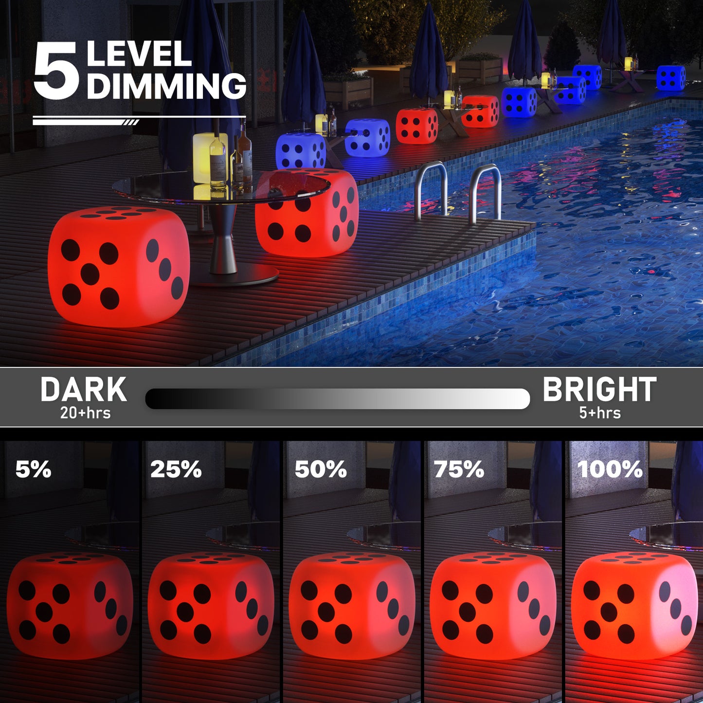 LED - Stool - Dice Cube - 16 Colors Remote Control