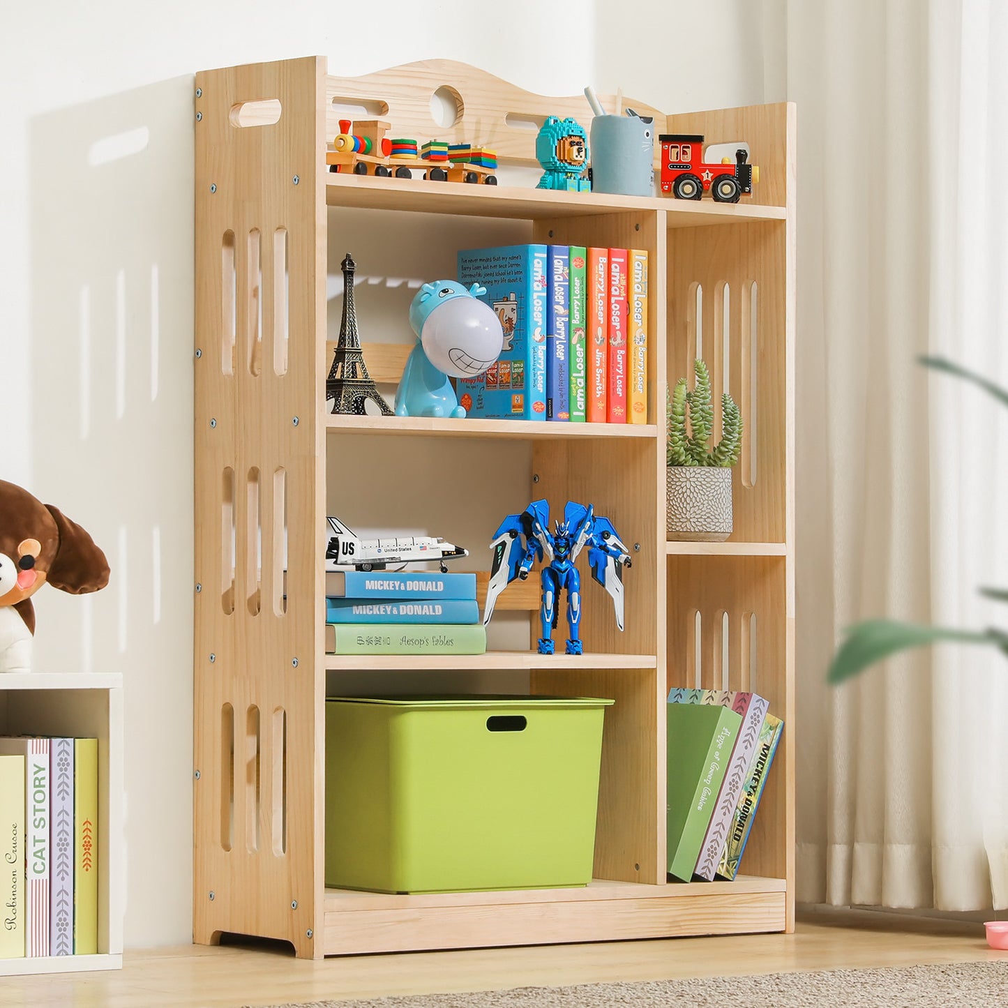 Wooden Display Storage Organizer - 4 Tier - 33" - Natural