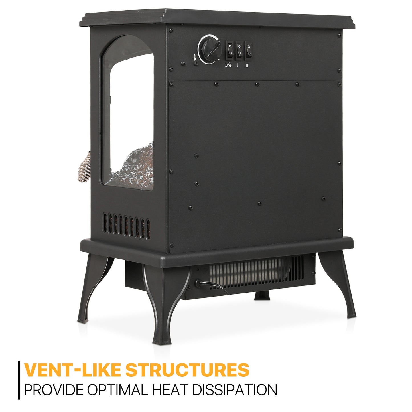 Freestanding Electric Fireplace - 1500W Space Heater