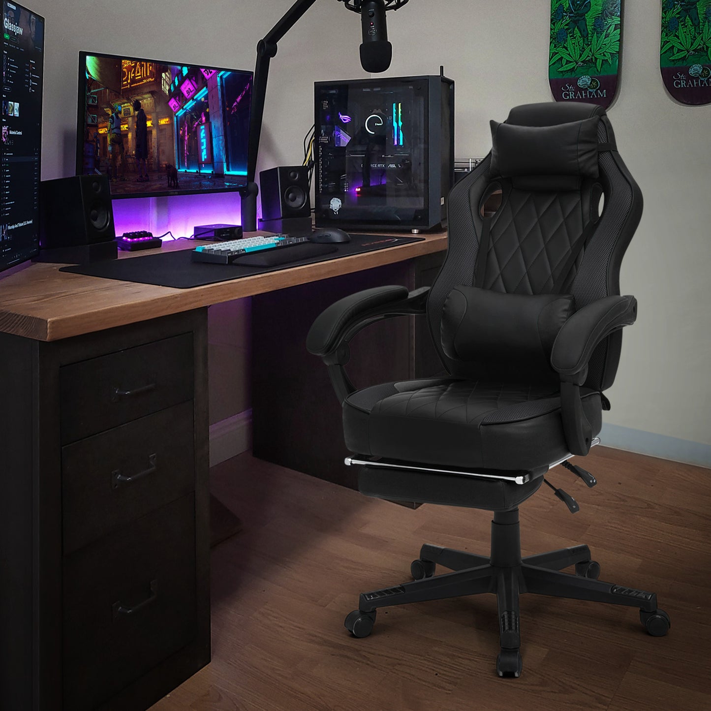 Reclinable Gaming Chair w/Footrest #002