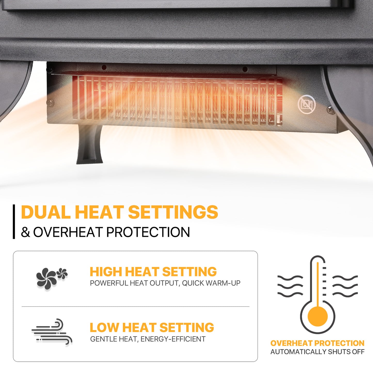 Freestanding Electric Fireplace - 1500W Space Heater