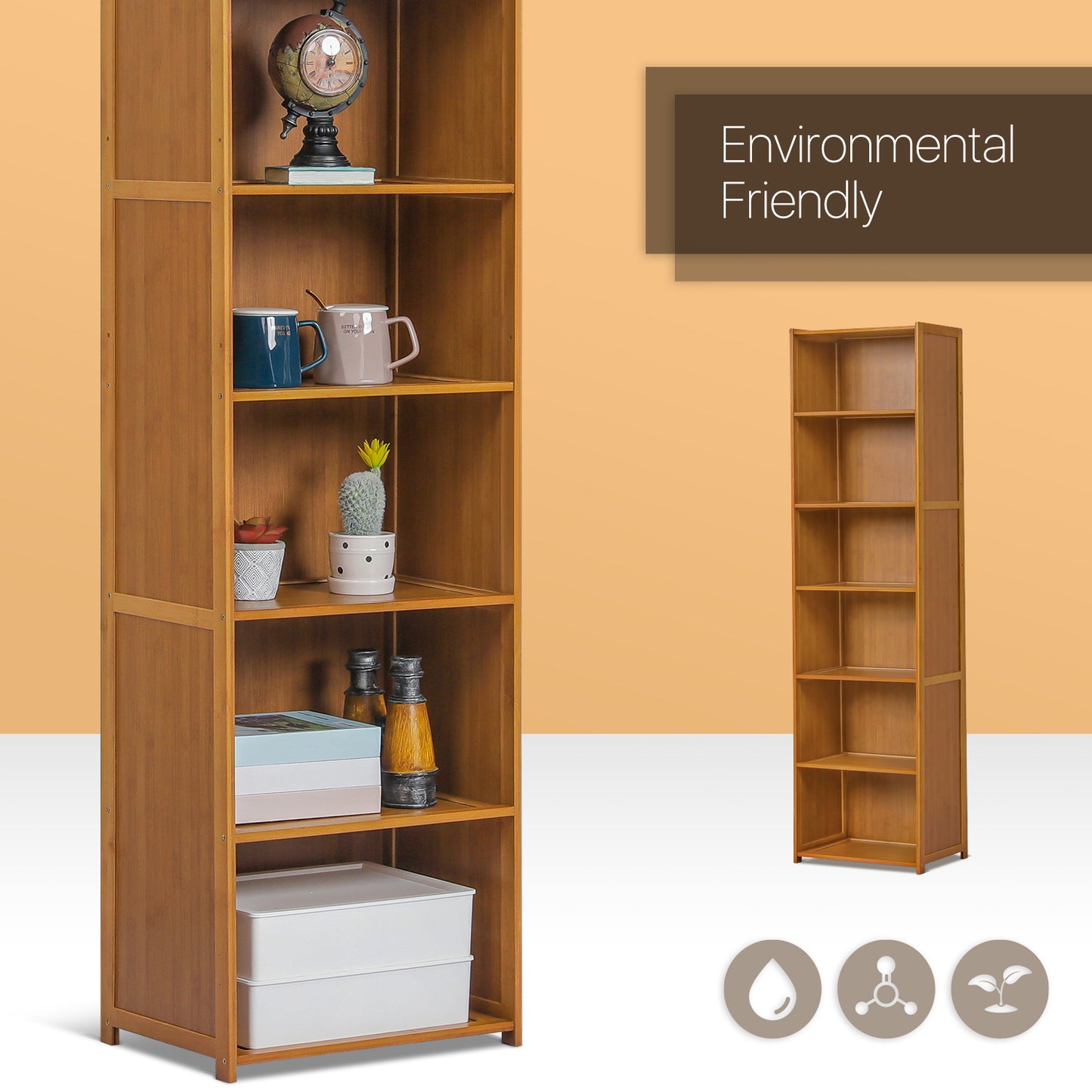 Multi-Functional Freestanding Display Storage Shelf - 6 Tier - Brown