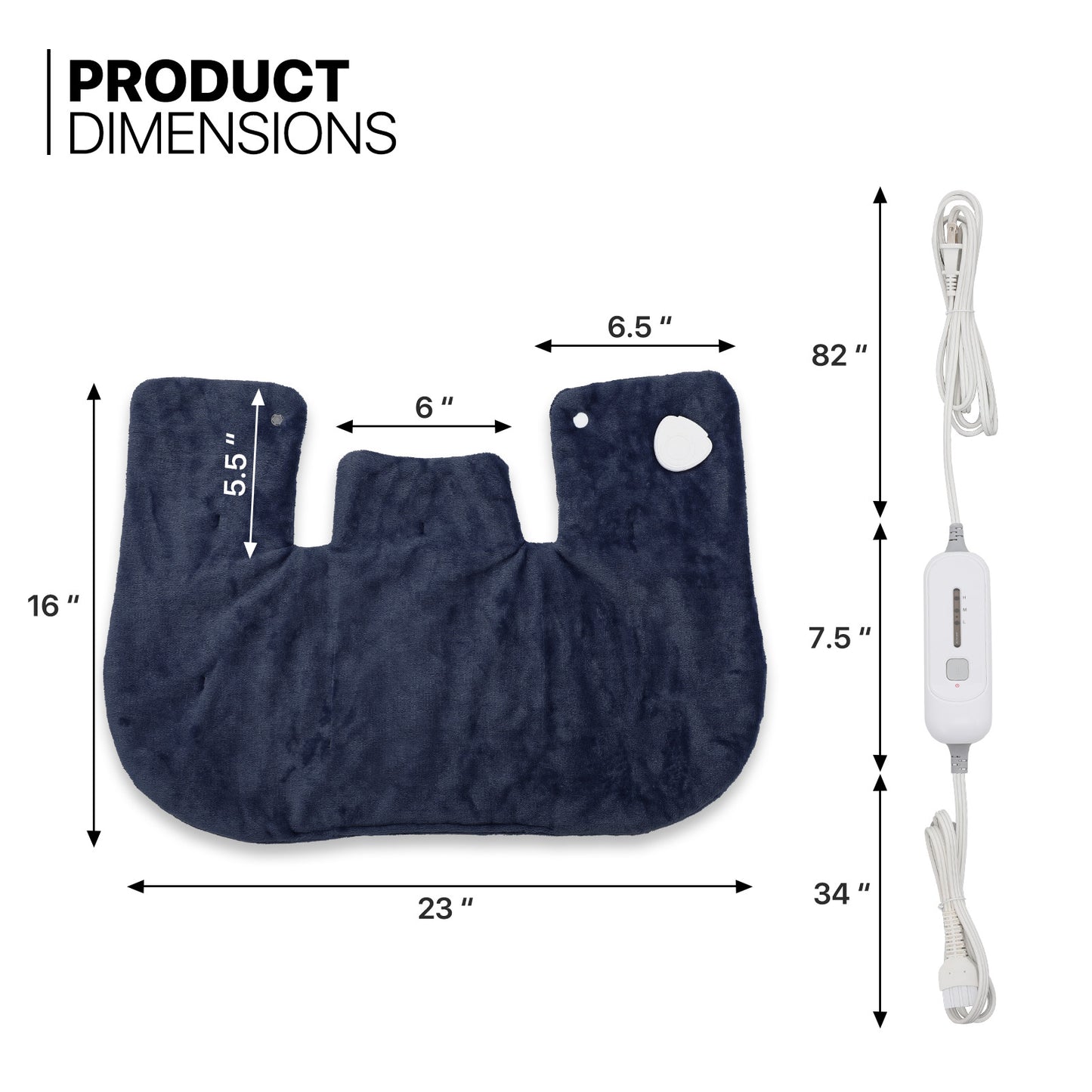 Neck Shoulder Heating Pad - 23" x 16" Cozy Flannel - Half an Hour Timer + 3 Heating Levels