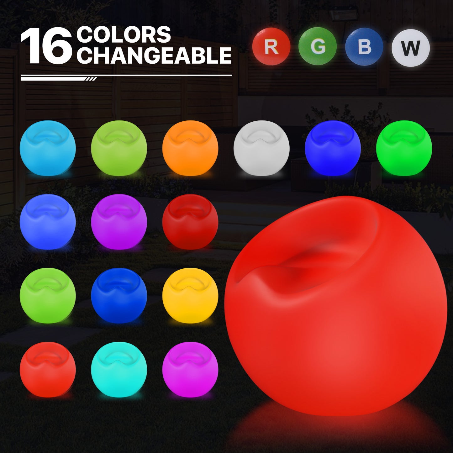 LED - Stool - Apple Shape - 16 Colors Remote Control