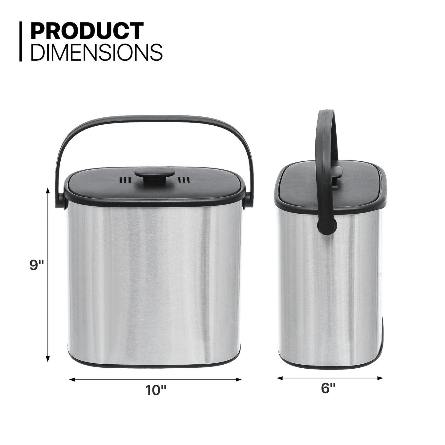 5L Hanging Trash Bin - Stainless Steel - With Lid