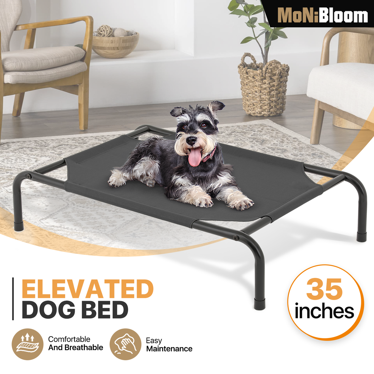 Elevated Dog Bed - Non-Slip Cooling Pet Bed - 35'' Length