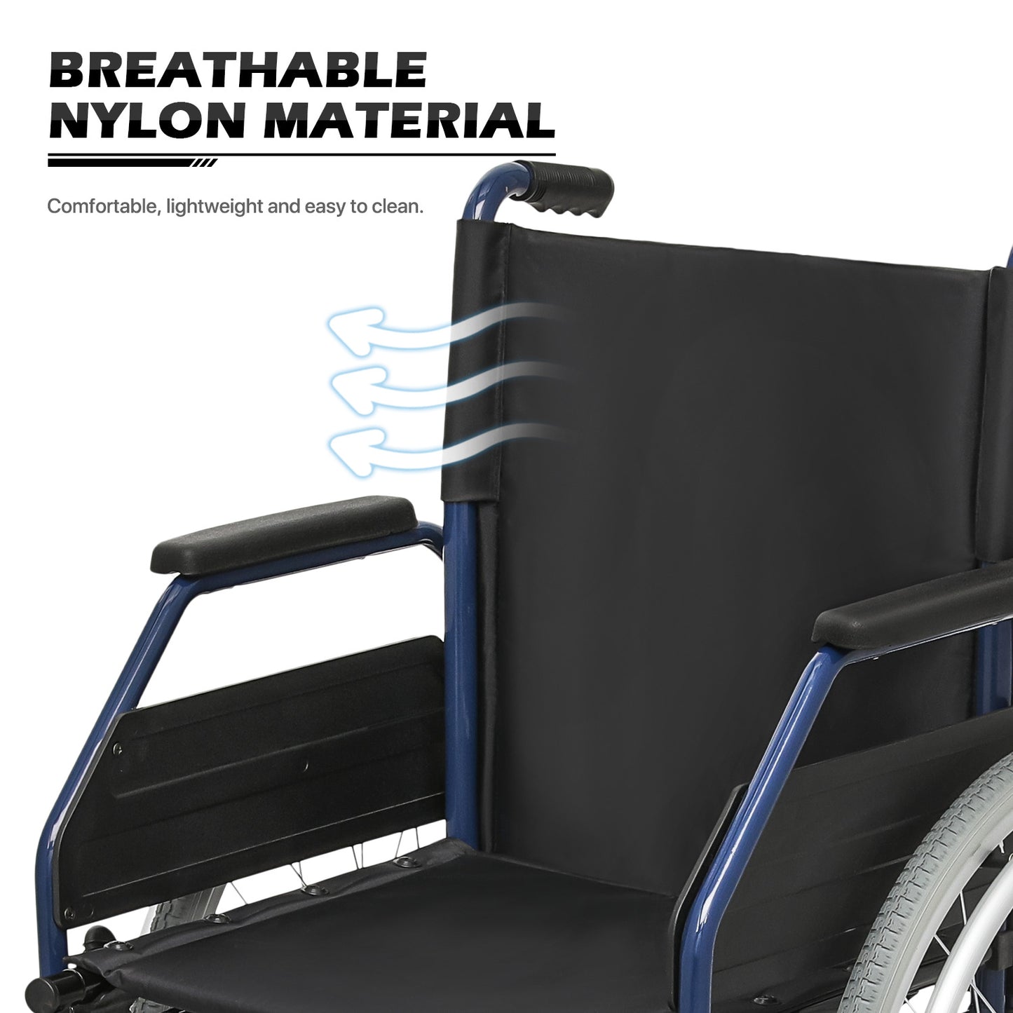 Manual Wheelchair - 7.5'' Front & 23.5'' Rear Wheel - 17"x15.5'' Nylon Seat