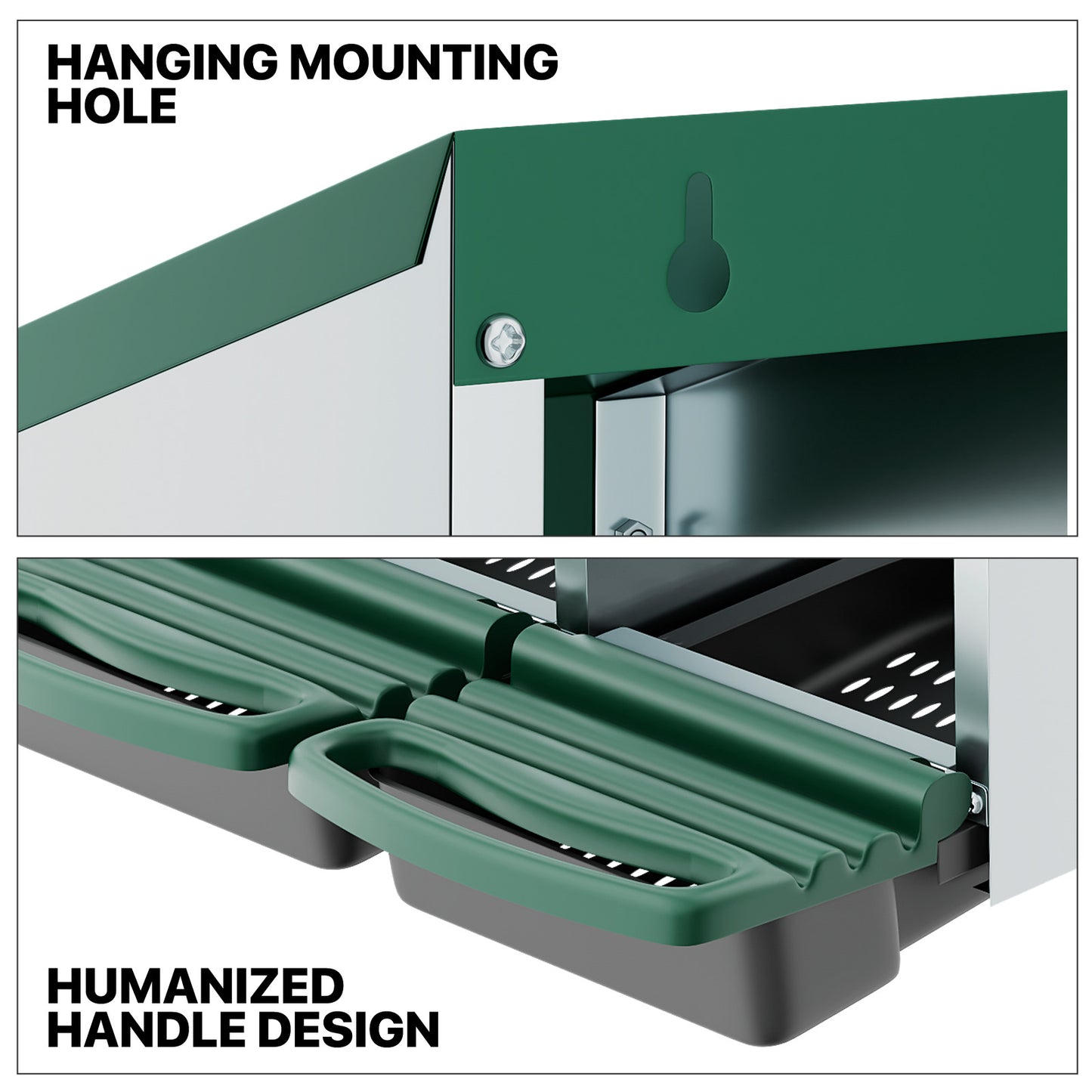 3 Holes Chicken Nesting Boxes - with Lid Cover and Pull Out Tray - Green