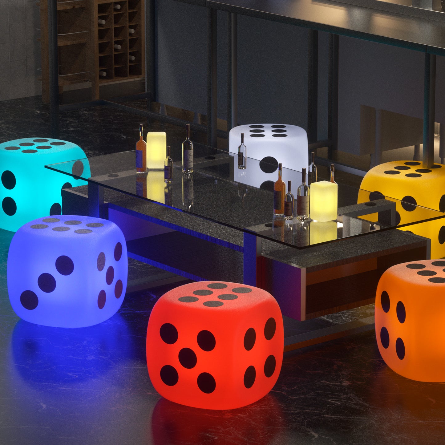LED - Stool - Dice Cube - 16 Colors Remote Control