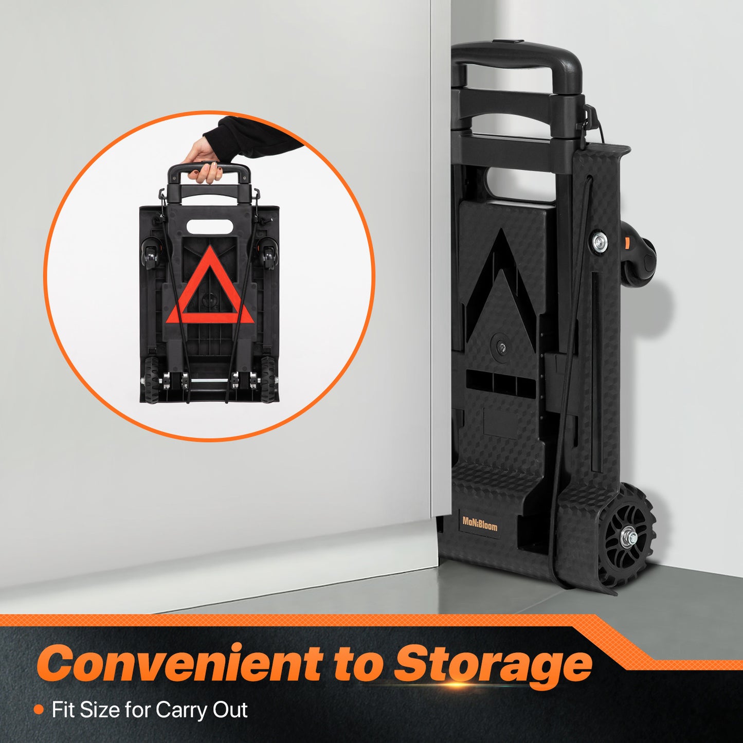 Folding Trolley w/Detachable Bag & Belt - Detachable Front Wheel